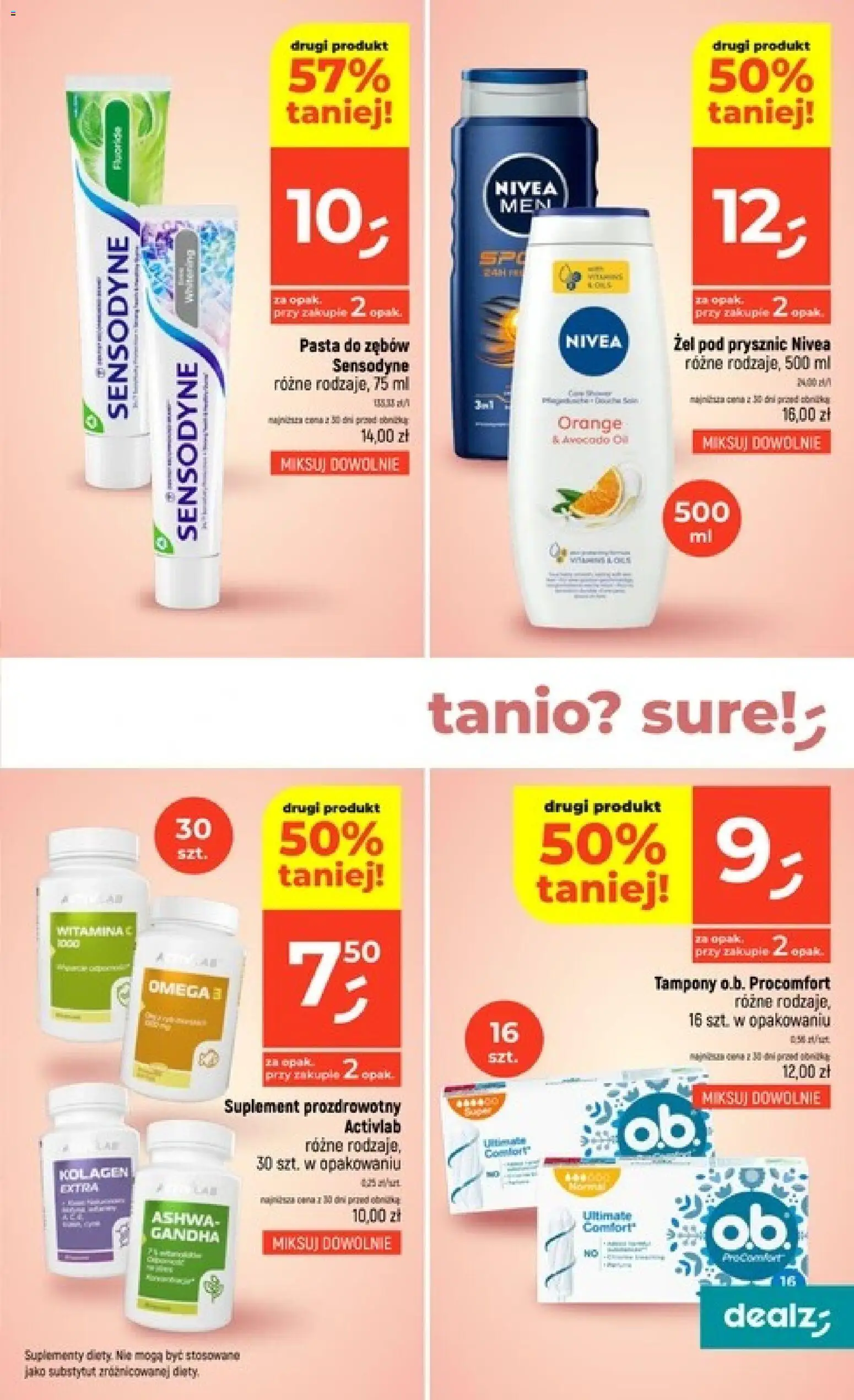 Dealz gazetka od 07.05.2026 | Strona: 45 | Produkty: Tampony, Prysznic, Żel pod prysznic, Pasta do zębów