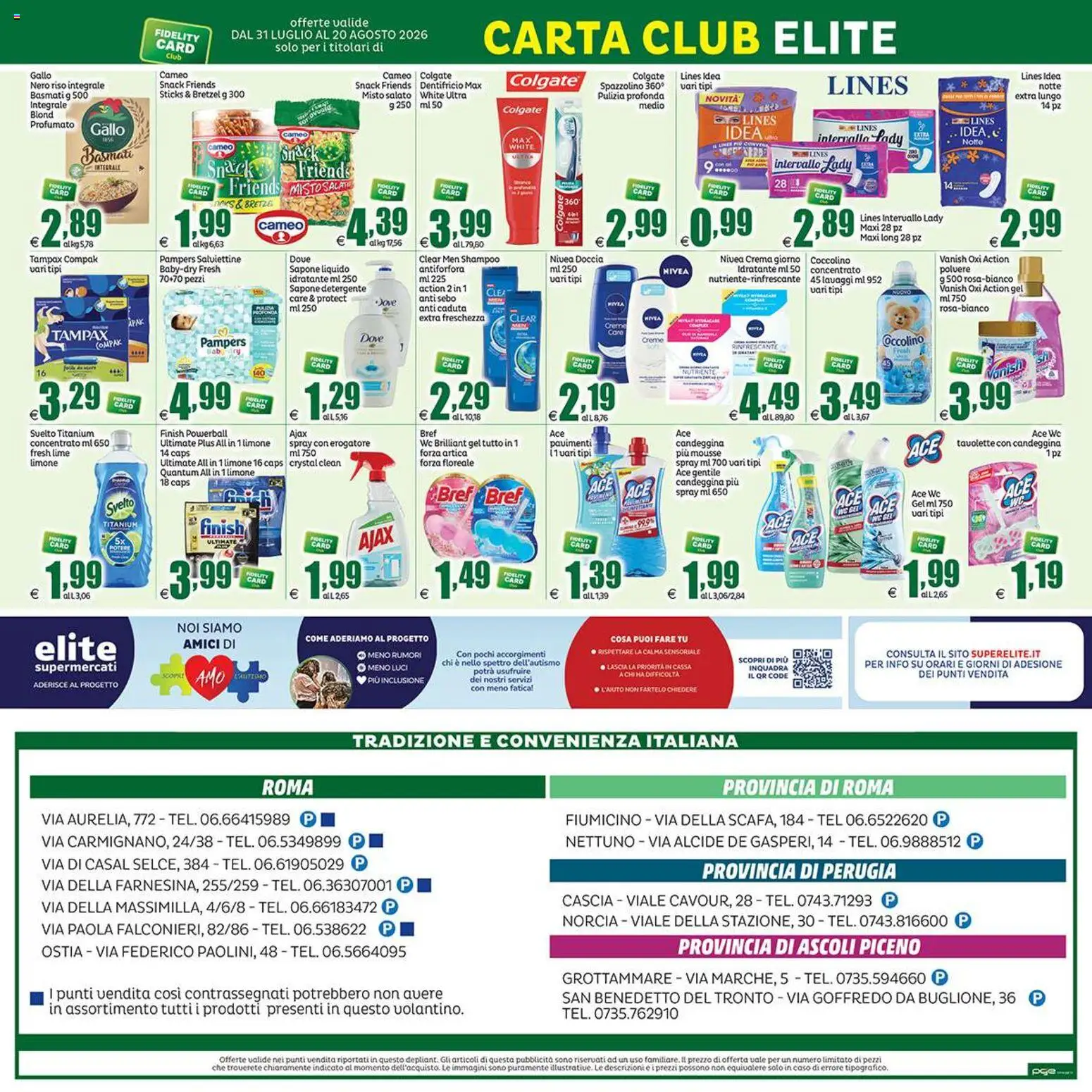 Volantino Elite Supermercati del 31/07/2026 | Pagina: 20 | Prodotti: Riso, Candeggina, Limone, Doccia