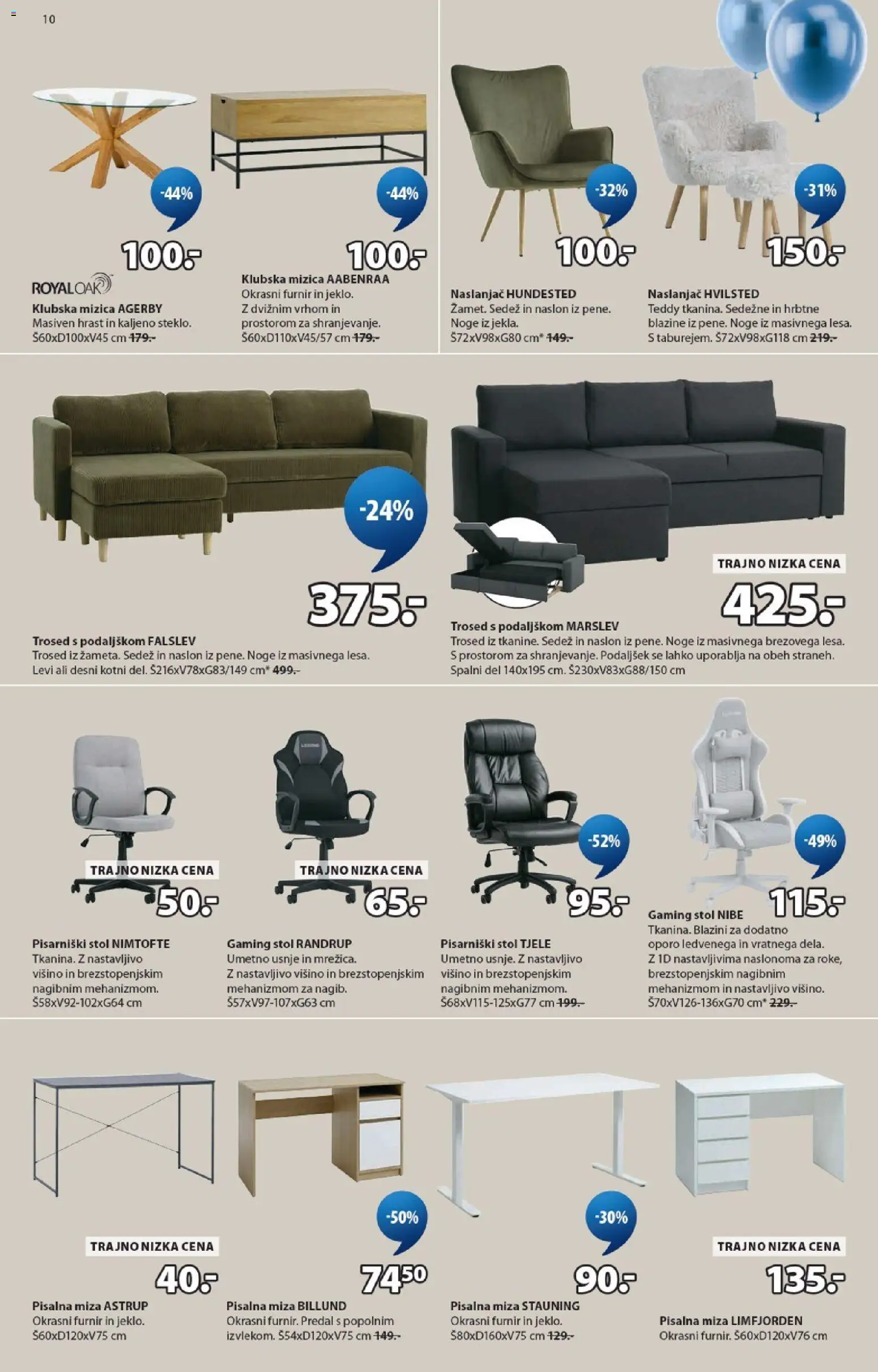 Novi JYSK katalog ponudbe – veljaven od 15.04.2026 | Stran: 10 | Izdelki: Naslanjač, Pisalna miza, Miza, Stol