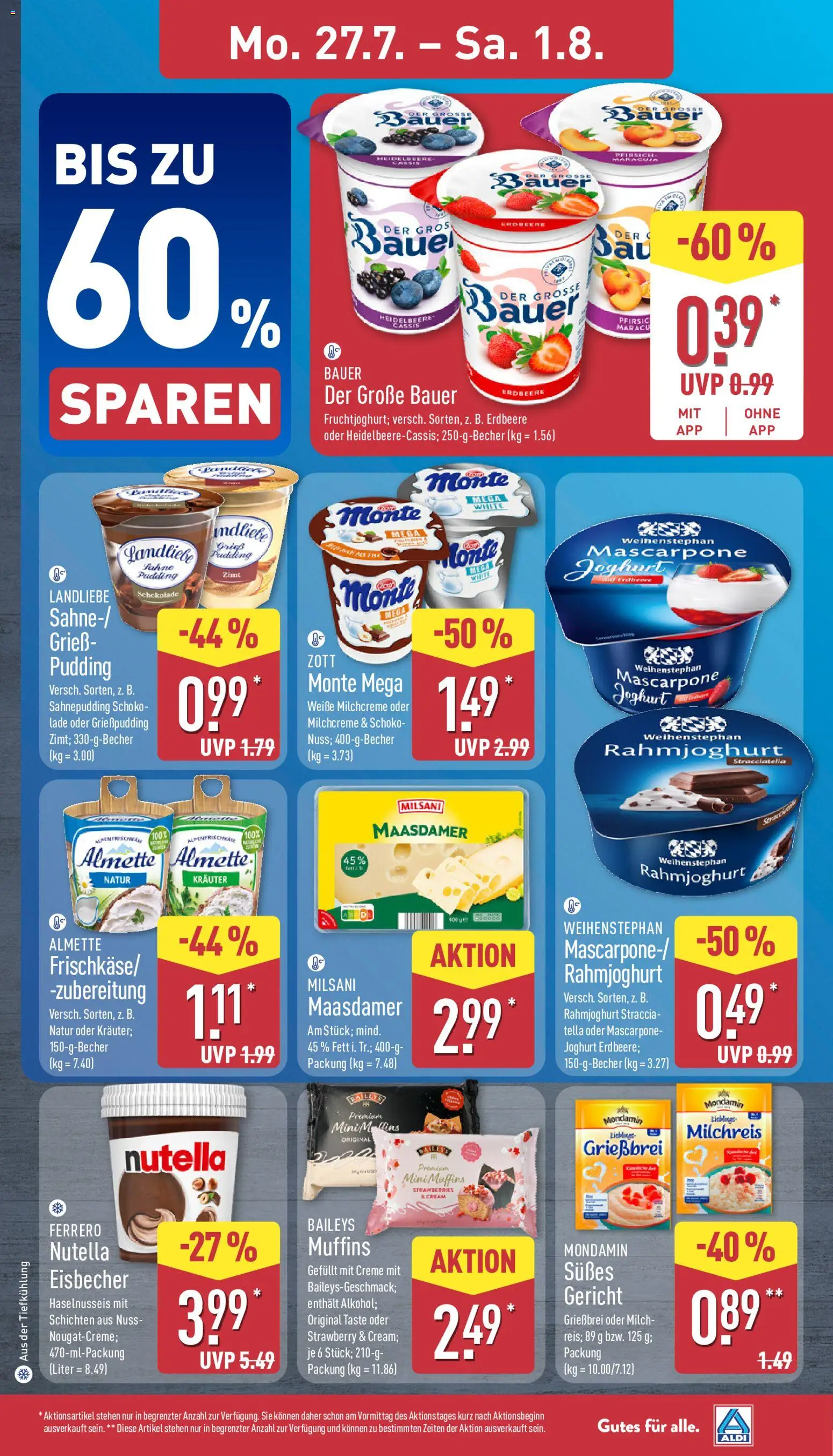 Aldi Prospekt – gültig ab 27.07.2026 | Seite: 7 | Produkte: Milch, Mascarpone, Joghurt, Pudding