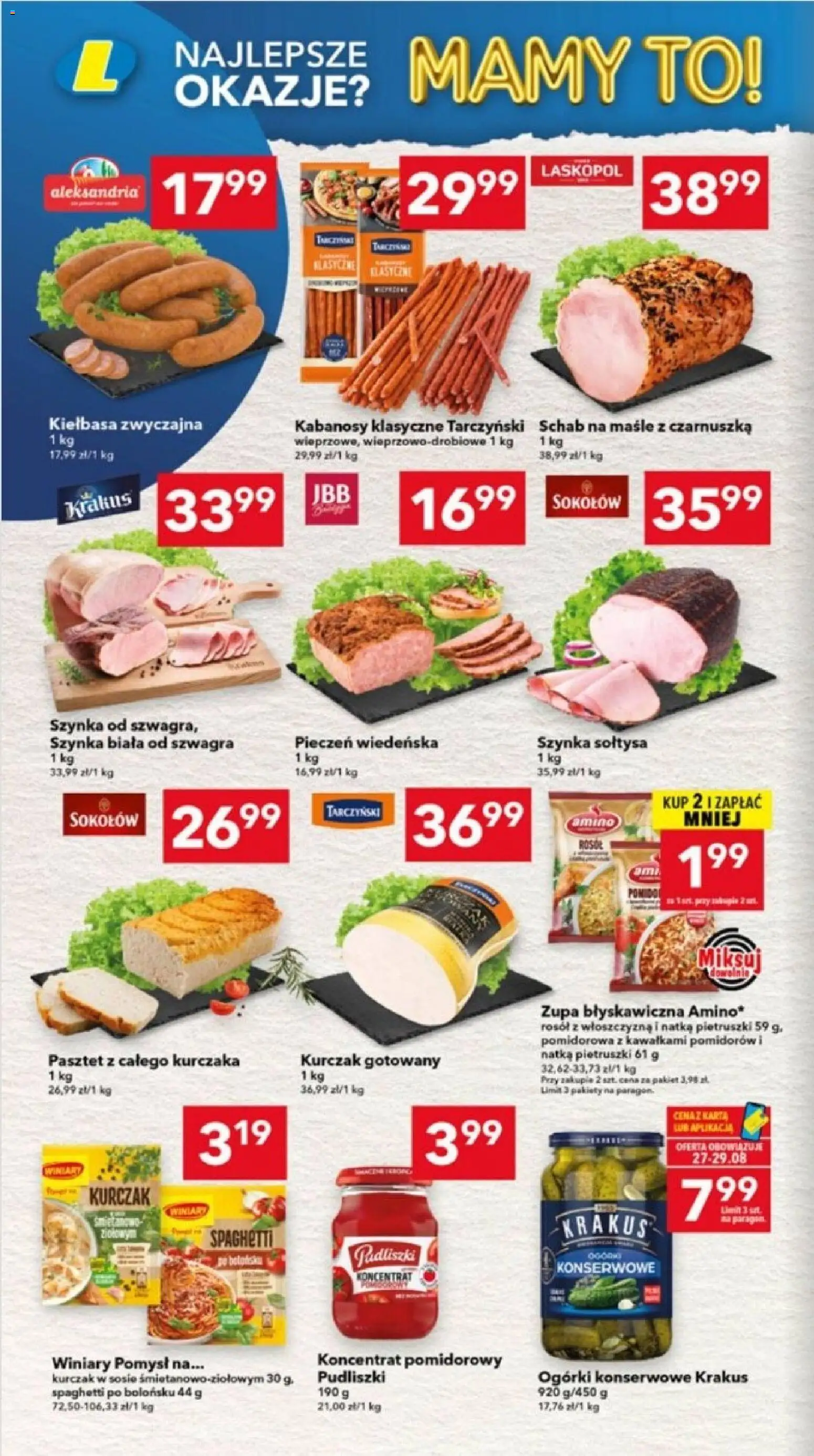 Lewiatan gazetka - Lublin od 27.08.2026 | Strona: 2 | Produkty: Kiełbasa, Schab, Ogórki, Ogórki konserwowe