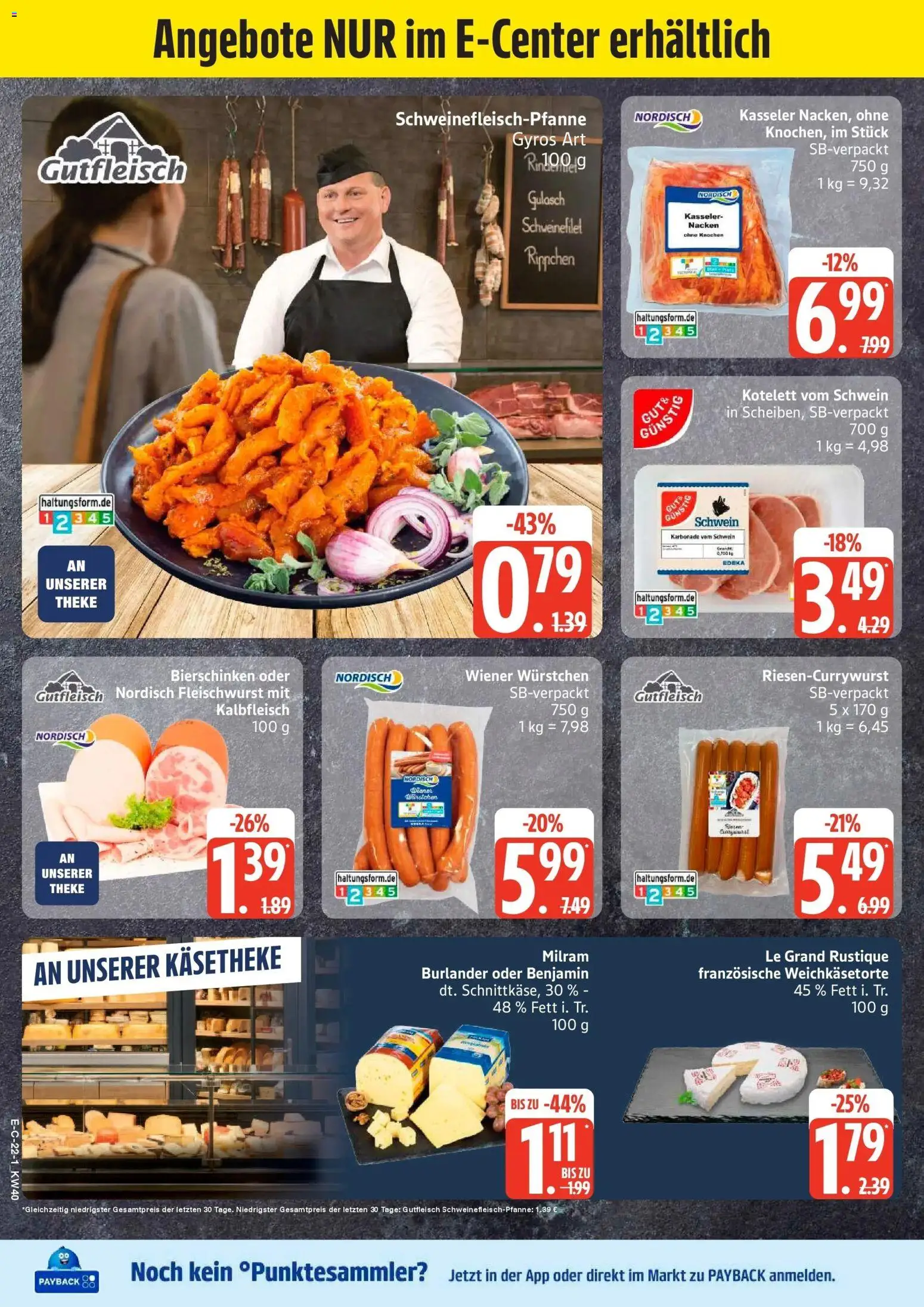 E center Prospekt Stralsund (ab 28.09.2026) zum Blättern | Seite: 27 | Produkte: Wiener wurstchen, Theke, Schweinefilet, Kasseler nacken