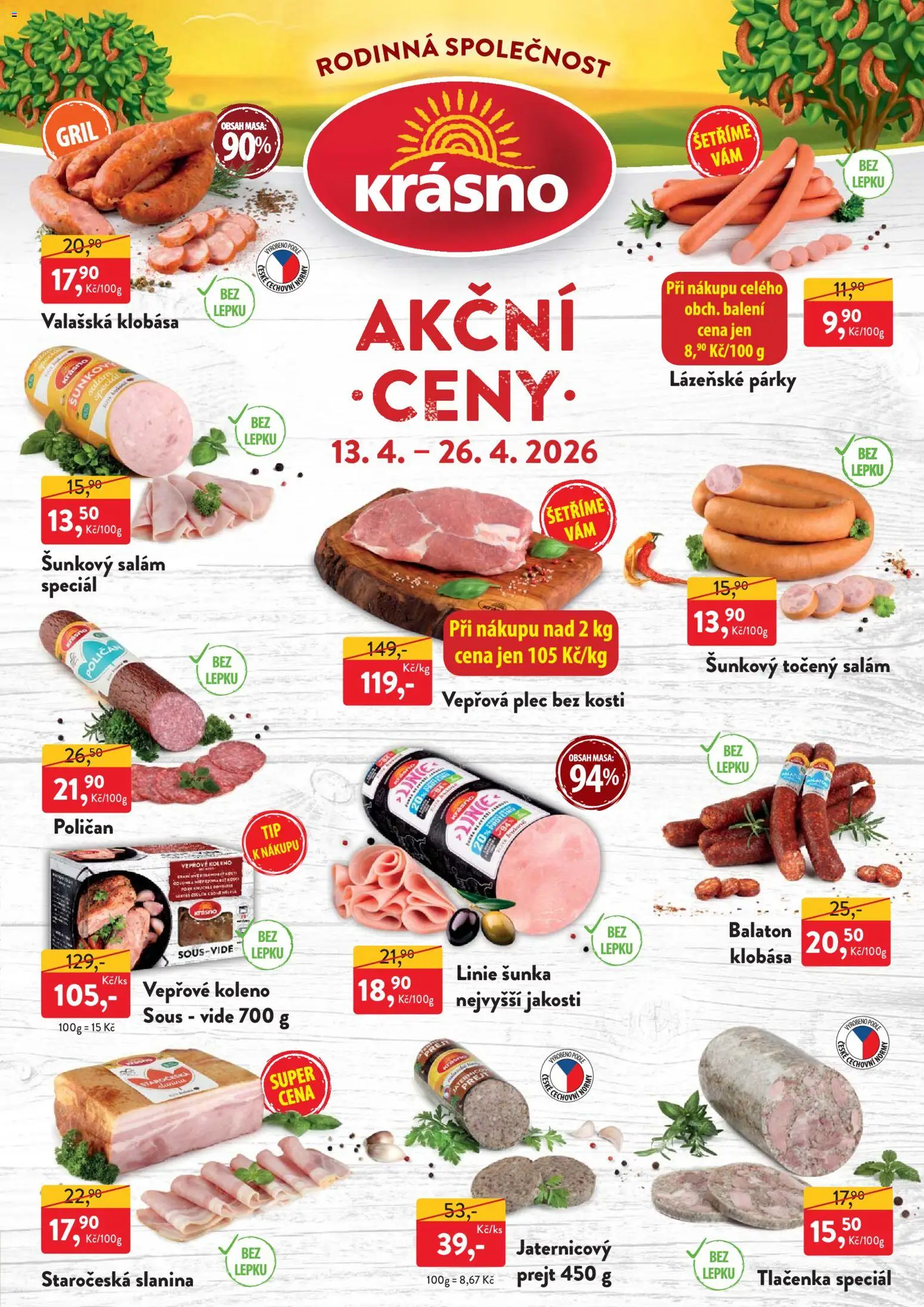 MP Krásno leták od 13.04.2026 | Strana: 1 | Produkty: Vepřové koleno, Plec bez kosti, Sous vide, Tlačenka