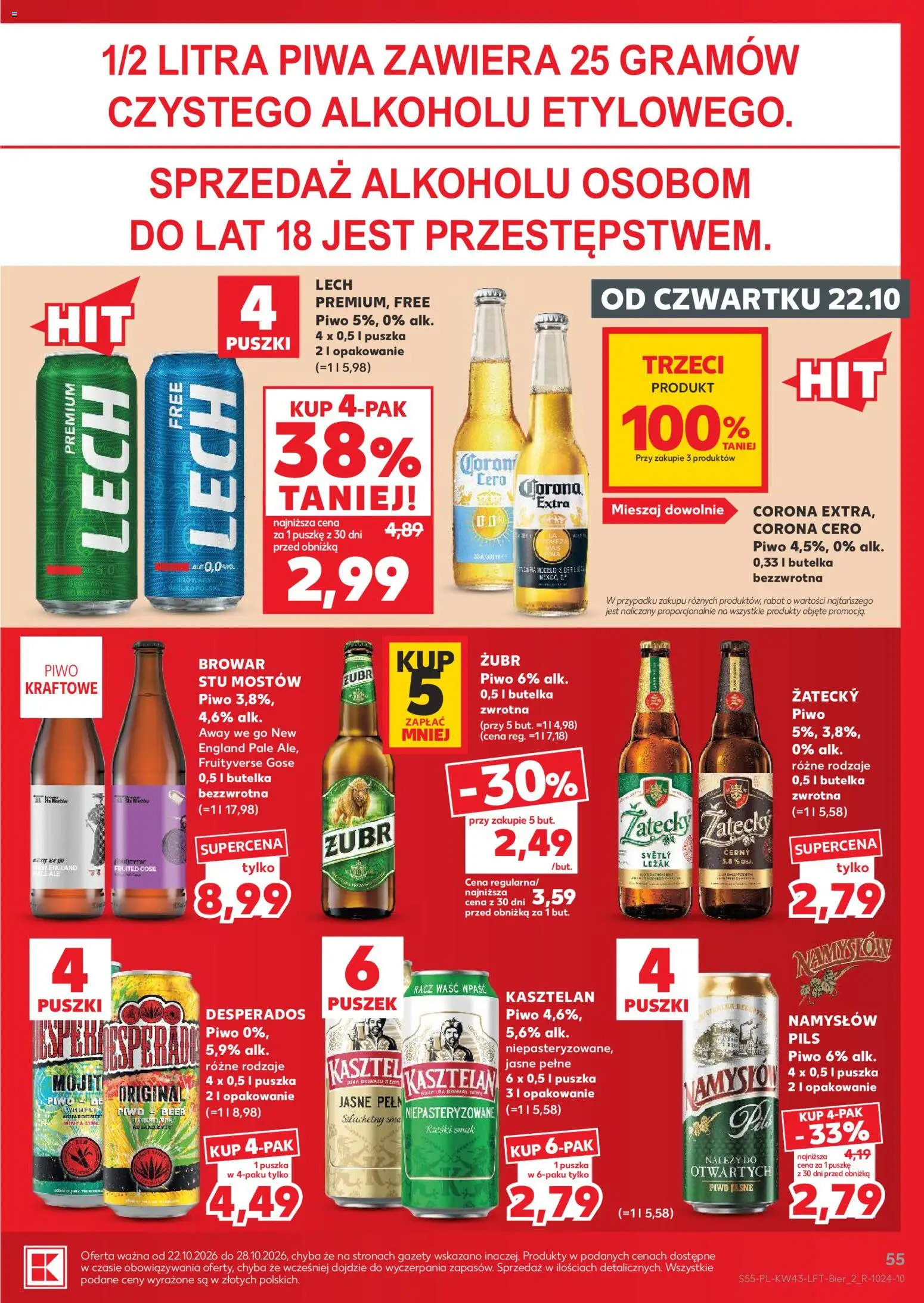 Kaufland gazetka od 22.10.2026 | Strona: 55 | Produkty: Corona Extra, Leżak, Piwo, Piwo kraftowe