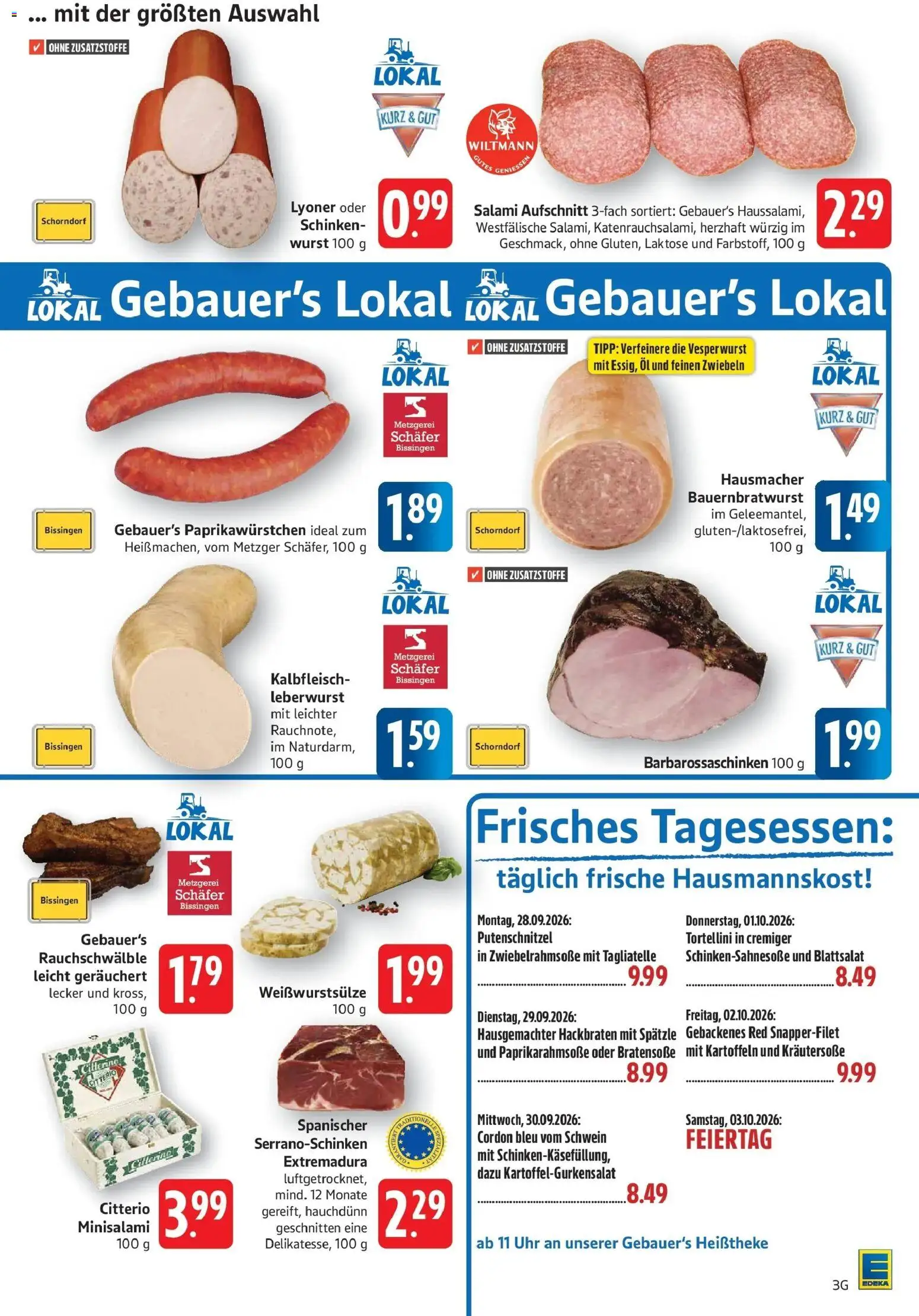 Edeka Prospekt Göppingen – gültig ab 28.09.2026 | Seite: 3 | Produkte: Öl, Kartoffeln, Zwiebeln, Schinken