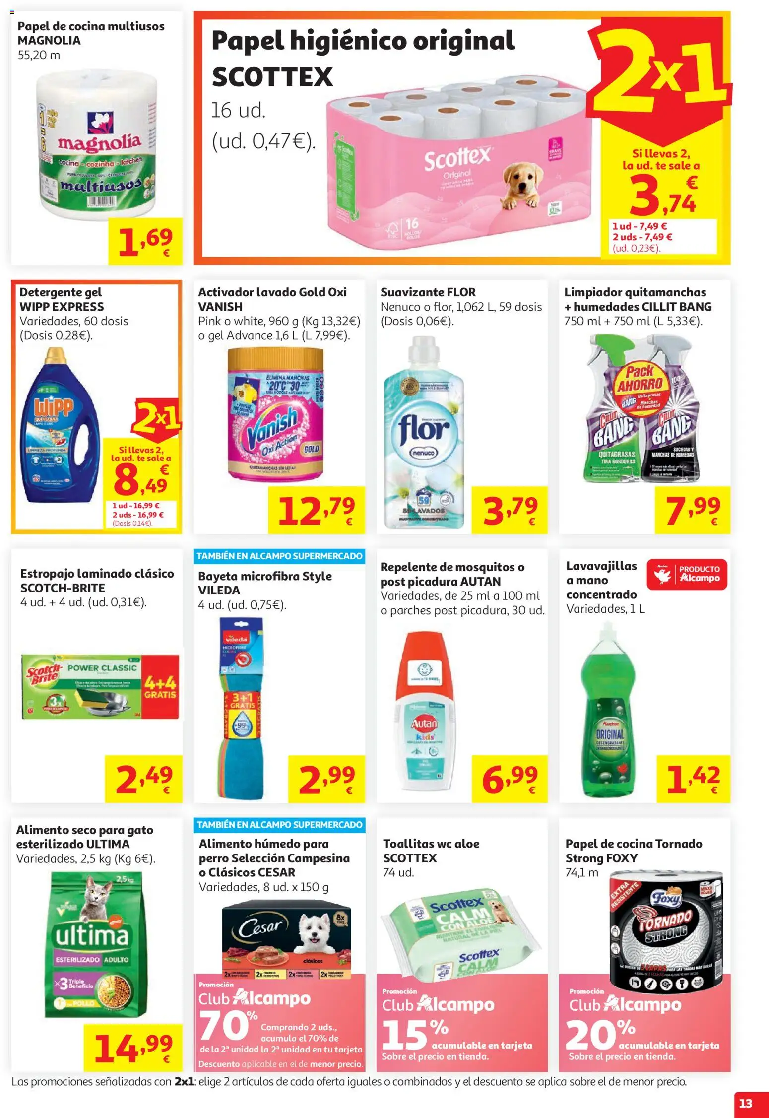 Alcampo HP Unico No Litoral │ válido desde el 29/07/2026 | Página: 13 | Productos: Quitamanchas, Detergente, Té, Cocina