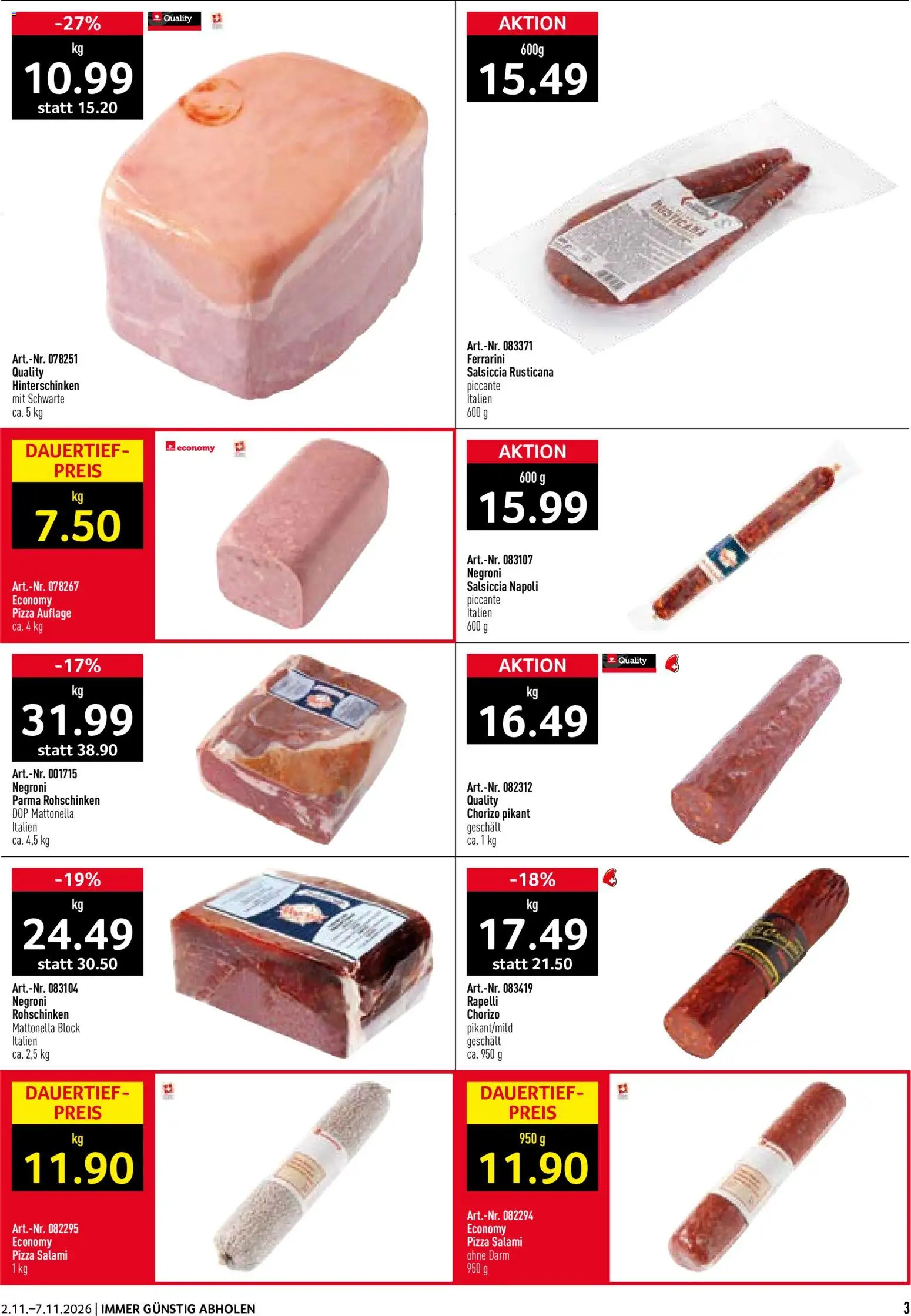 Prodega aktionen Pizzeria – gültig ab 02.11.2026 | Seite: 3 | Produkte: Salami, Pizza