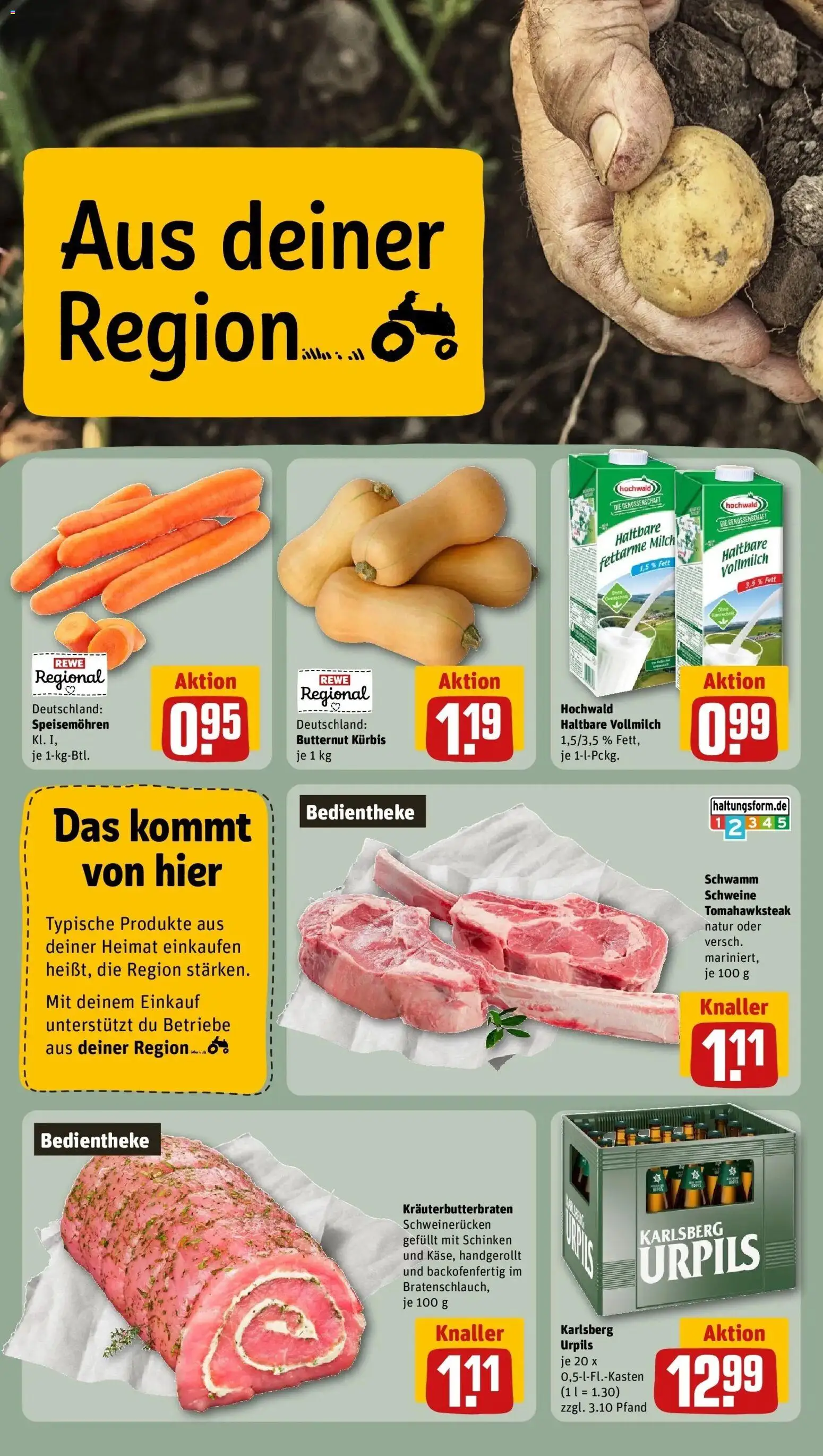 REWE Prospekt ab 28.09.2026 zum Blättern » Angebote | Seite: 28 | Produkte: Milch, Kürbis, Schweinerucken, Schinken