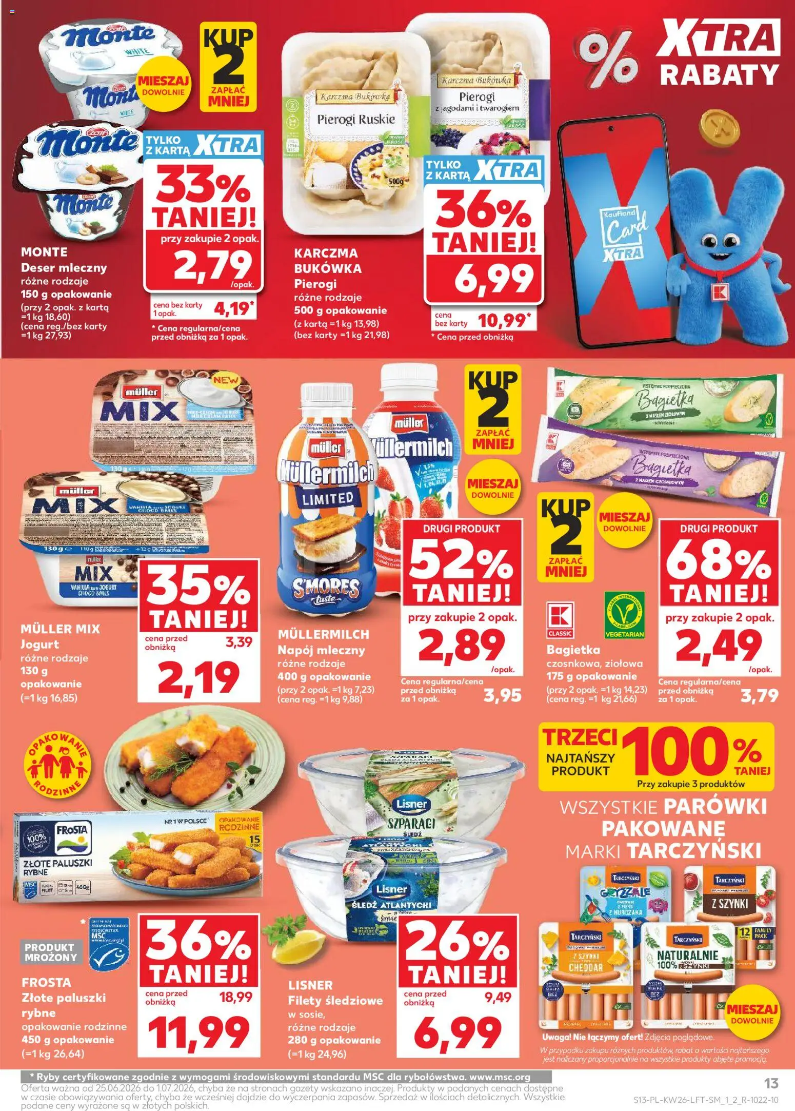 Kaufland Polsko leták od 25.06.2026 | Strana: 13 | Produkty: Filet, Karty, Cheddar, Müllermilch