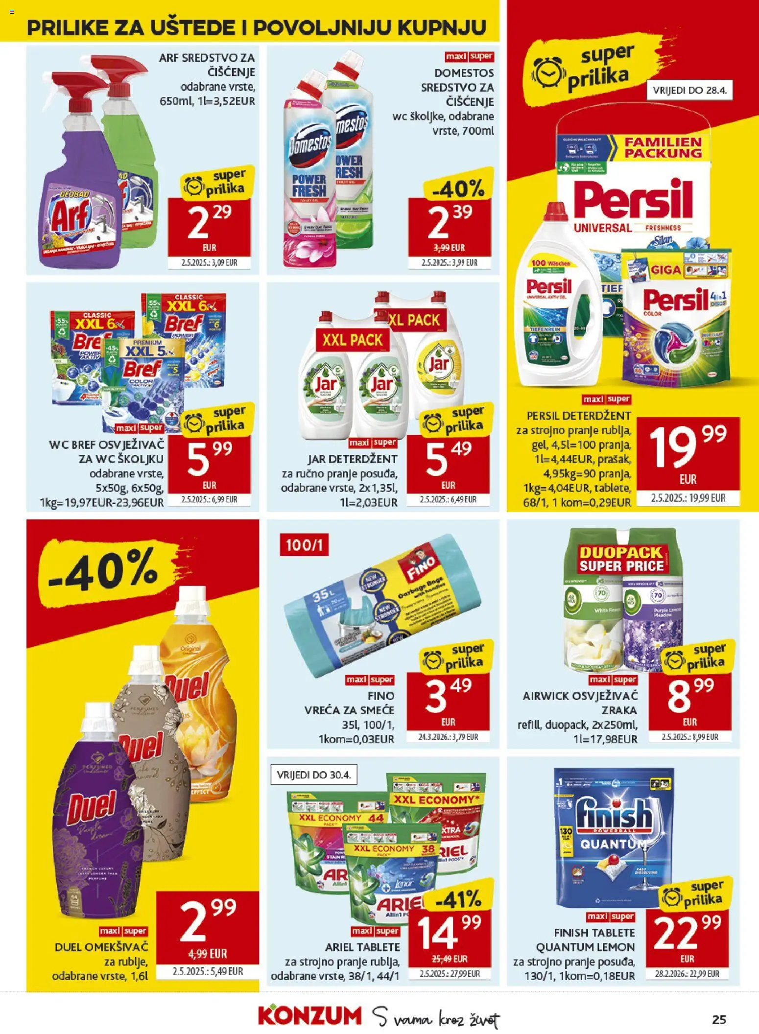 Konzum katalog | vrijedi od 08.04.2026 | Stranica: 25 | Proizvodi: Deterdžent, Domestos, Jar, Lenor