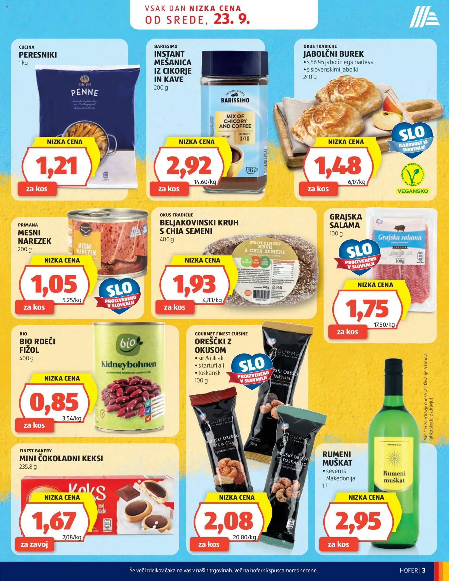 Hofer SI katalog | vrijedi od 23.09.2026 | Stranica: 3 | Proizvodi: Keksi, Sir, Čili, Burek