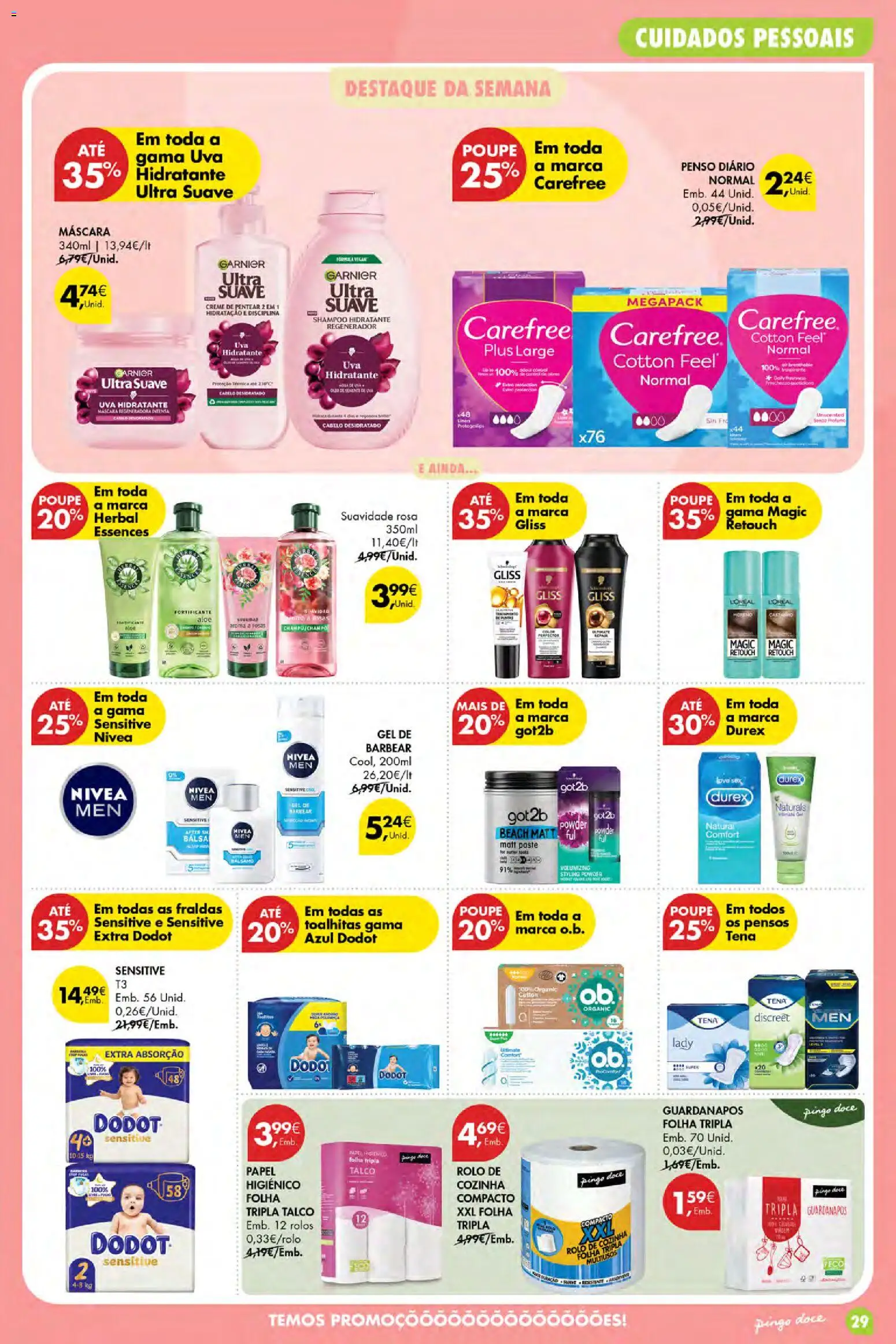 Pingo Doce folheto Poupe Esta Semana Açores │ válido de 08/10/2026 | Página: 29 | Produtos: Fraldas, Guardanapos, Shampoo, Creme