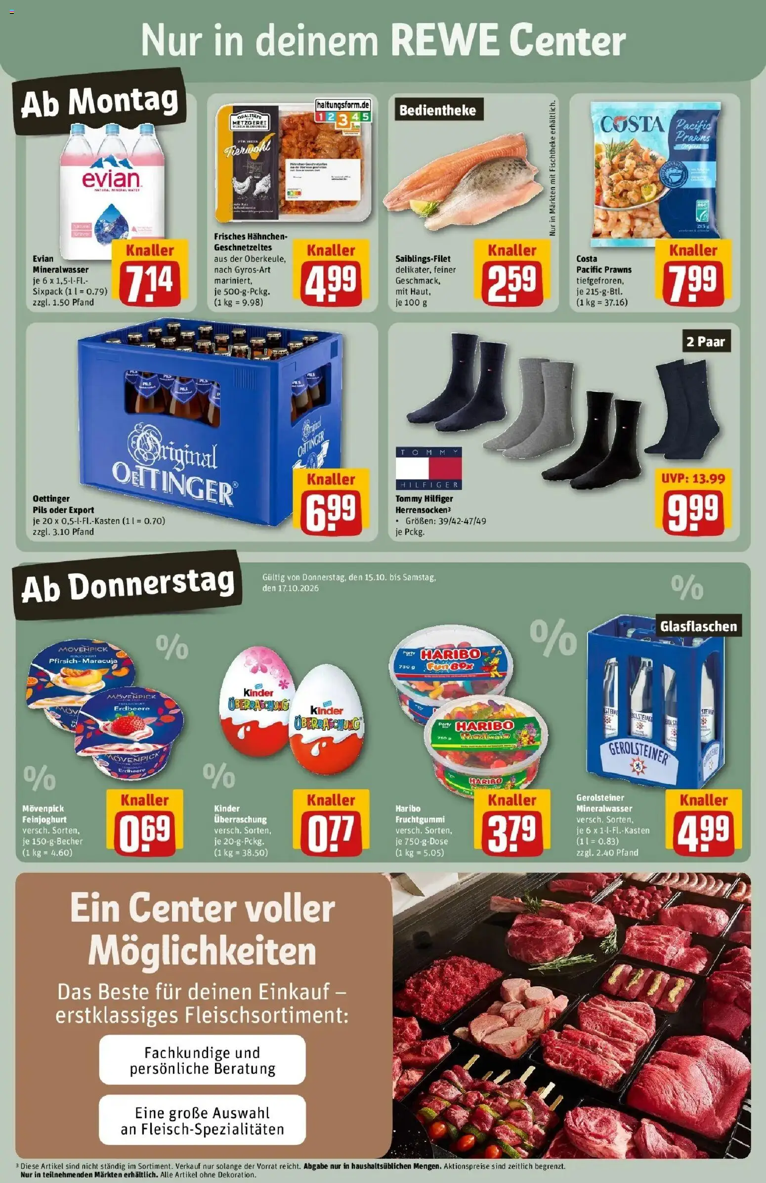 REWE Prospekt ab 12.10.2026 zum Blättern » Angebote | Seite: 3 | Produkte: Hahnchen, Mineralwasser, Pfirsich, Gerolsteiner