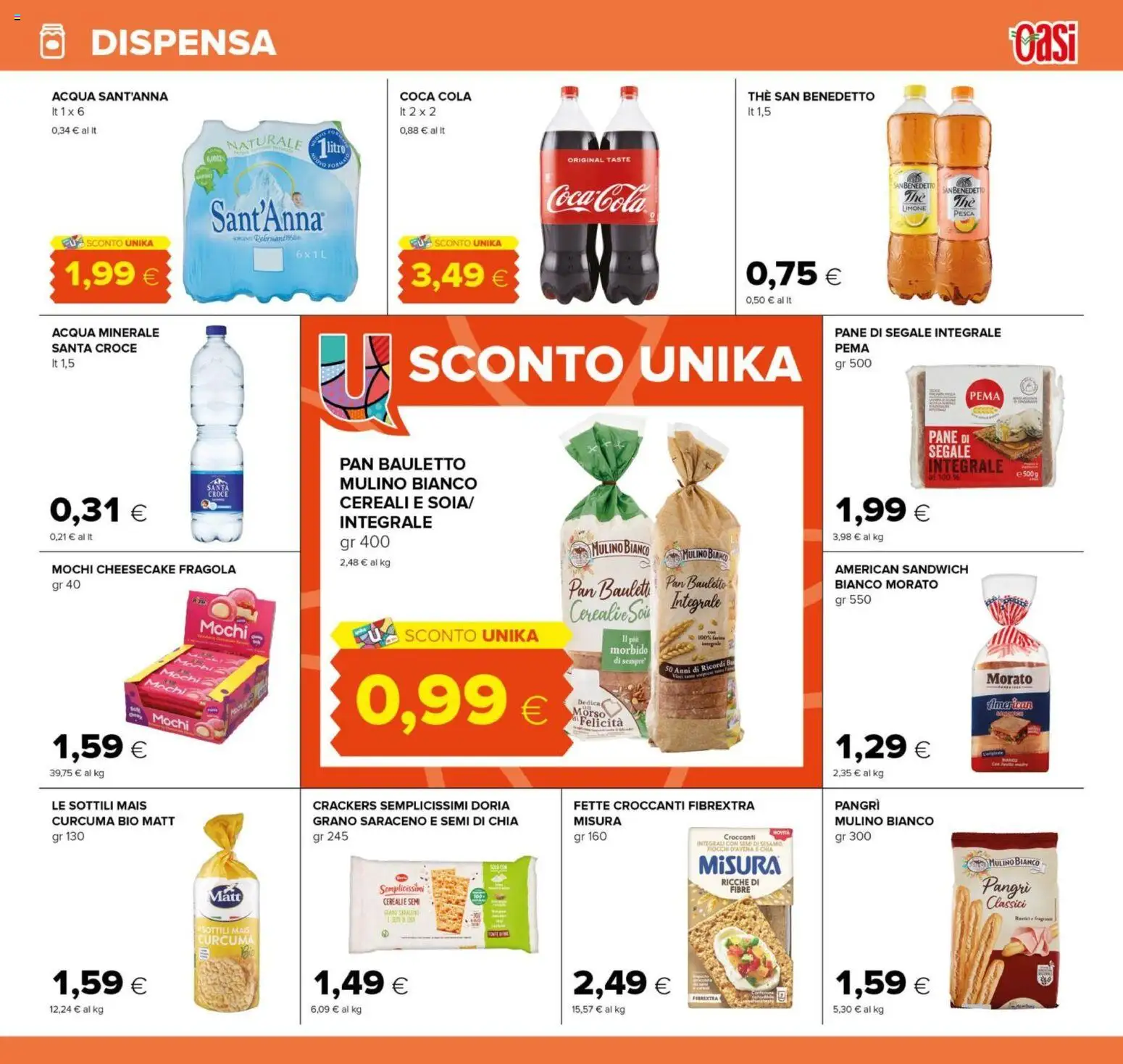 Volantino Oasi del 10/08/2026 | Pagina: 21 | Prodotti: Cereali, Farina, Acqua minerale, Coca Cola