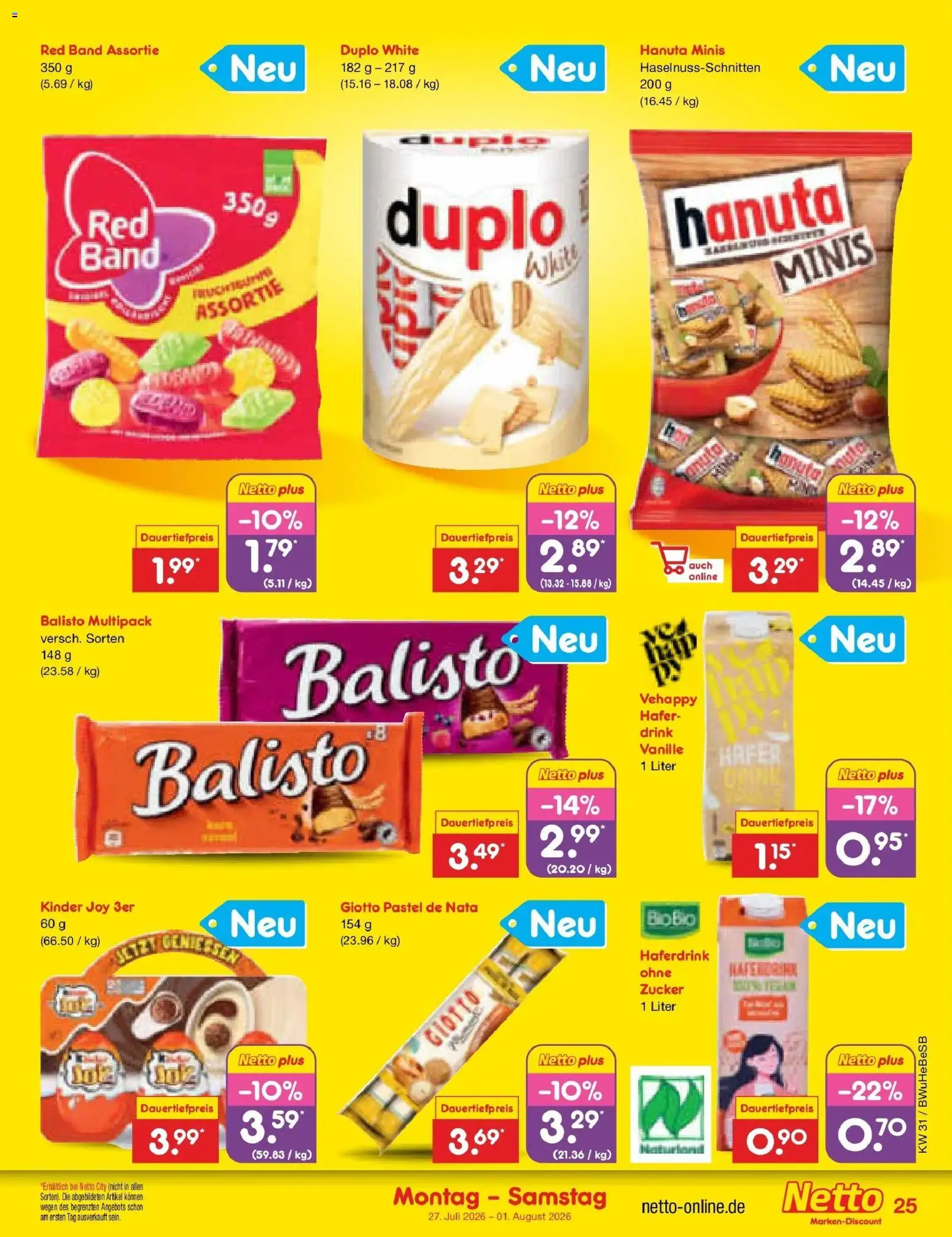 Netto Marken-Discount Prospekt Bielefeld – gültig ab 27.07.2026 | Seite: 39 | Produkte: Kinder joy, Haferdrink, Zucker