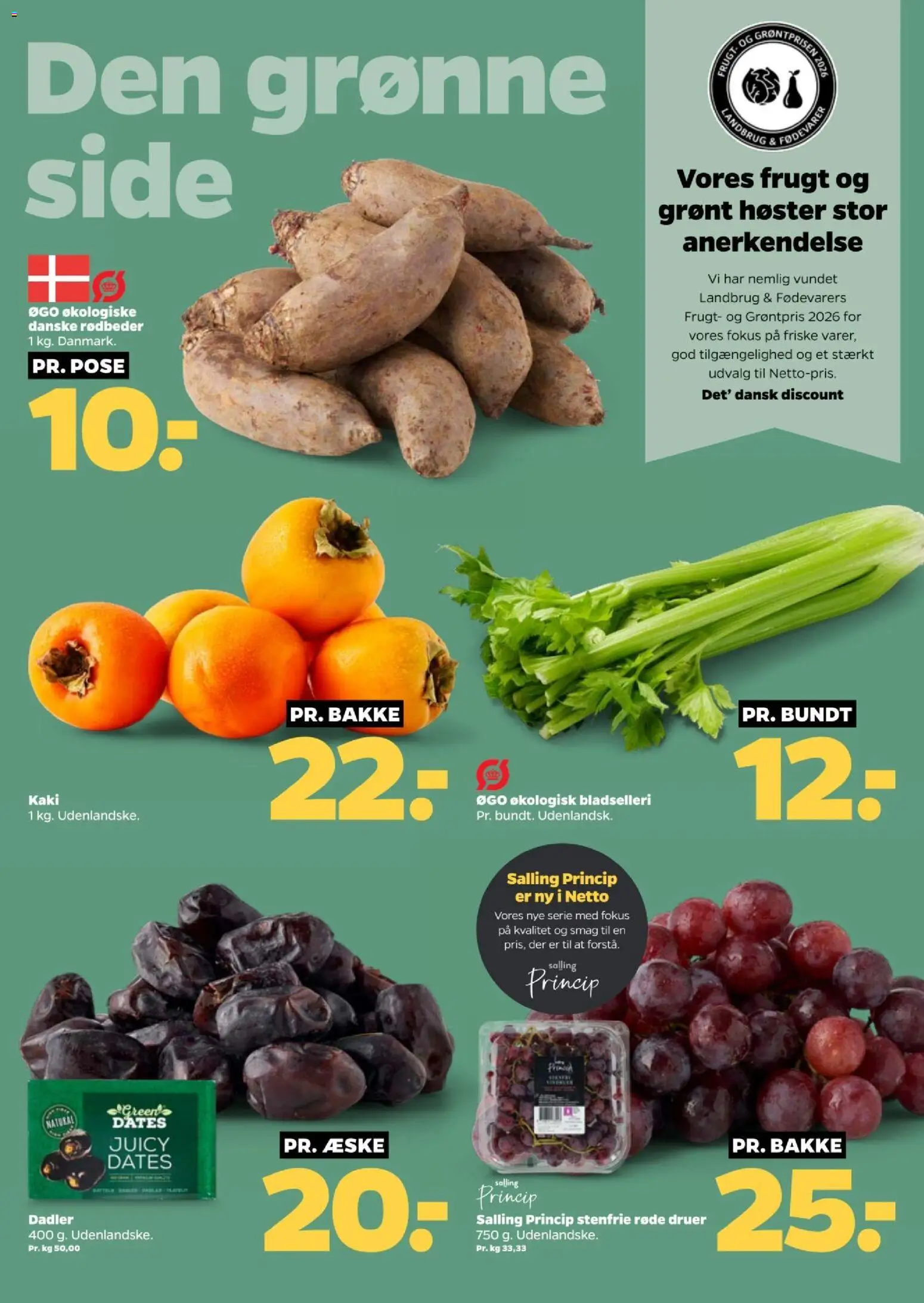 Netto tilbudsavis – gyldig fra 24/10/2026 | Side: 10 | Produkter: Rødbeder, Bladselleri, Dadler, Druer