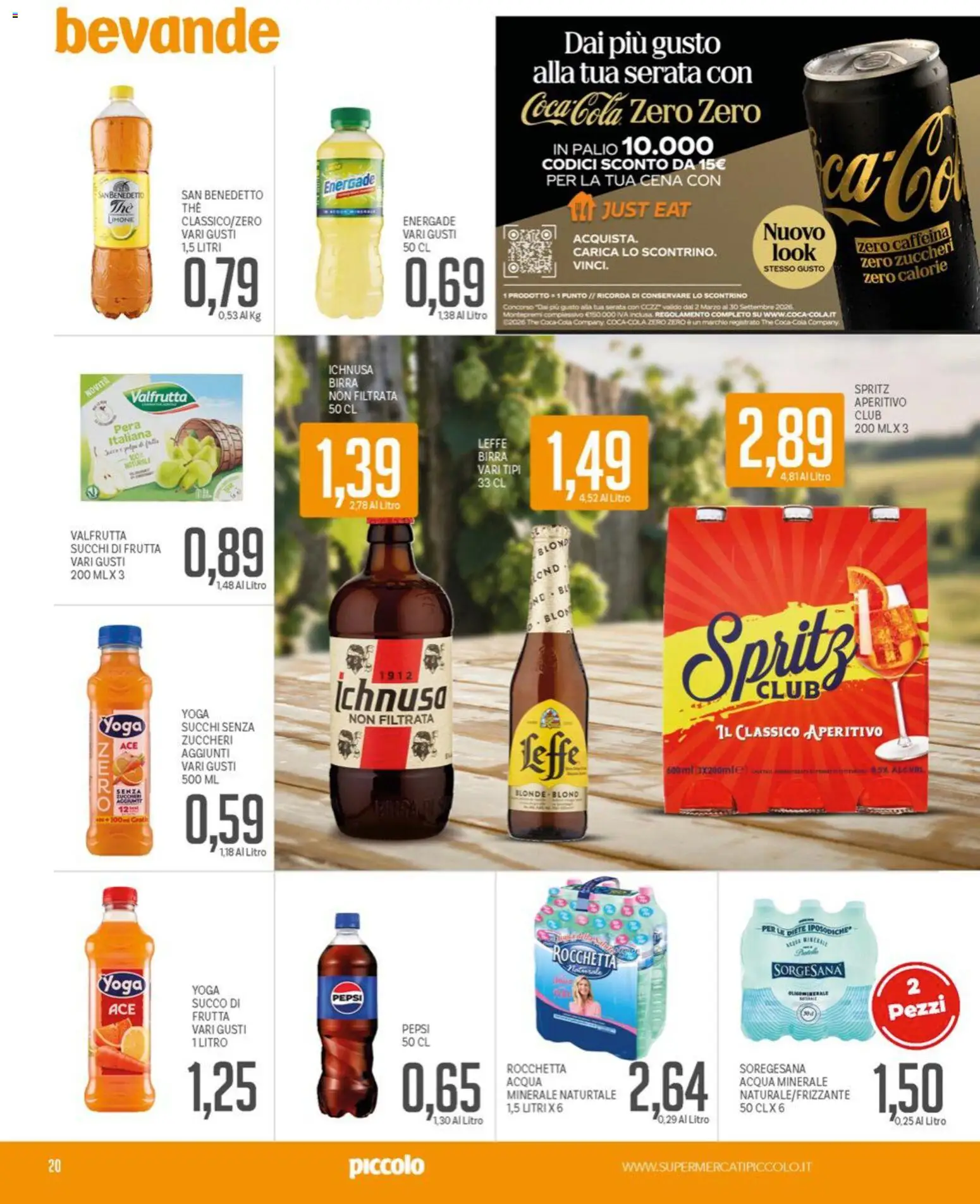 Volantino Piccolo del 04.05.2026 | Pagina: 20 | Prodotti: Birra, Limone, Succo di frutta, Coca Cola