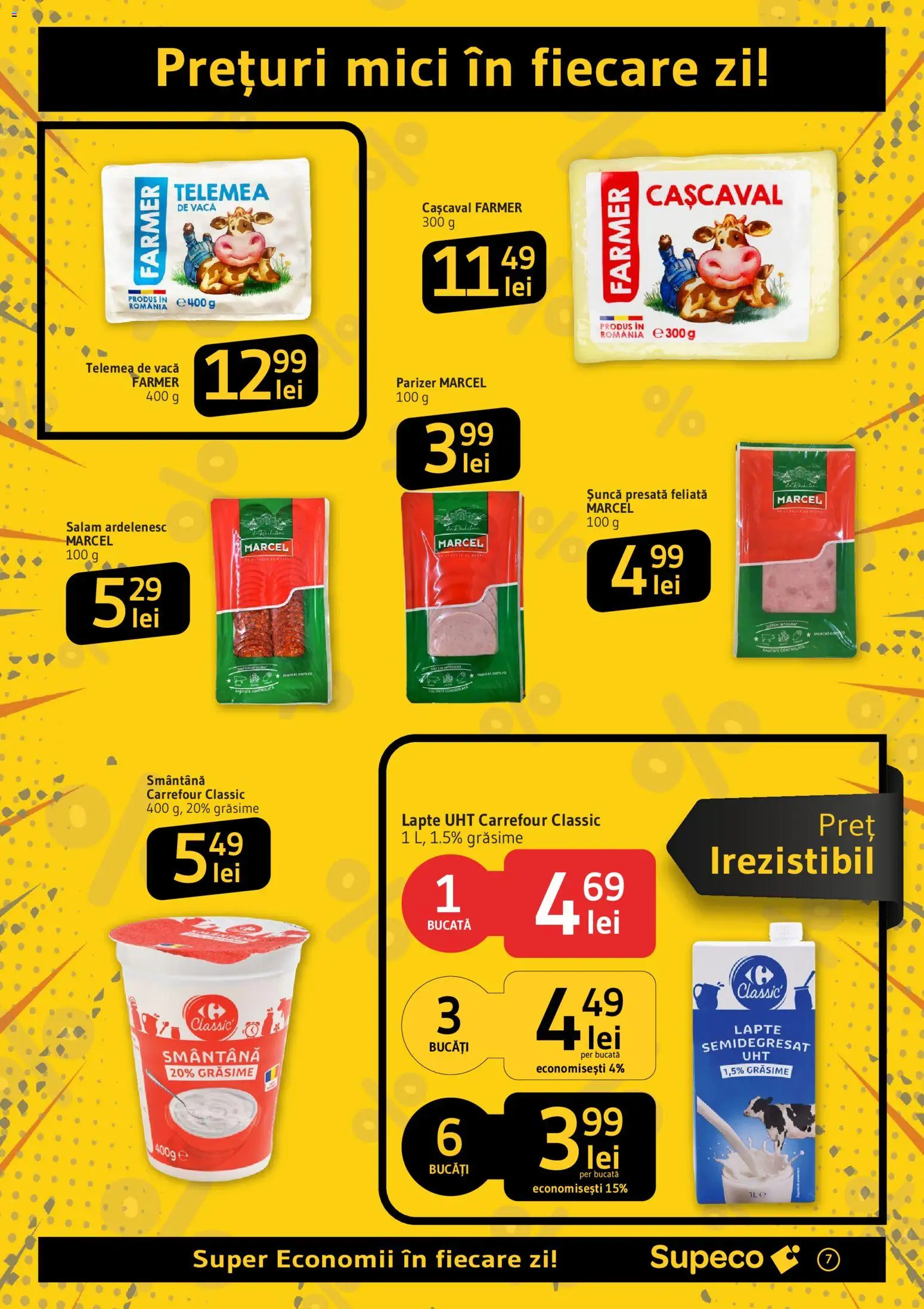 Noul catalog Supeco – valabil de la 23.07.2026 | Pagină: 7 | Produse: Cașcaval, Șuncă, Parizer, Smântână