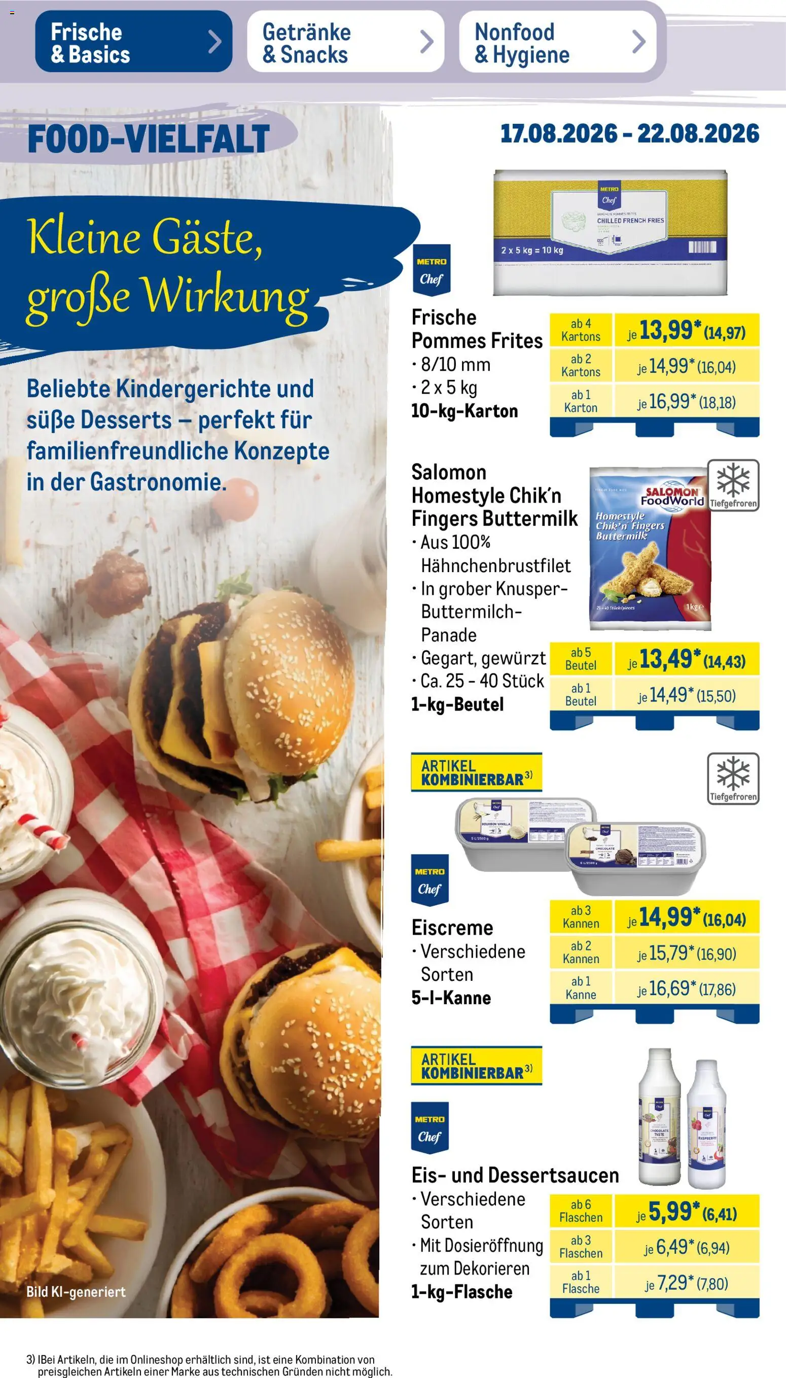 Metro Prospekt – gültig ab 17.08.2026 | Seite: 17 | Produkte: Buttermilch, Eiscreme, Pommes frites, Bourbon