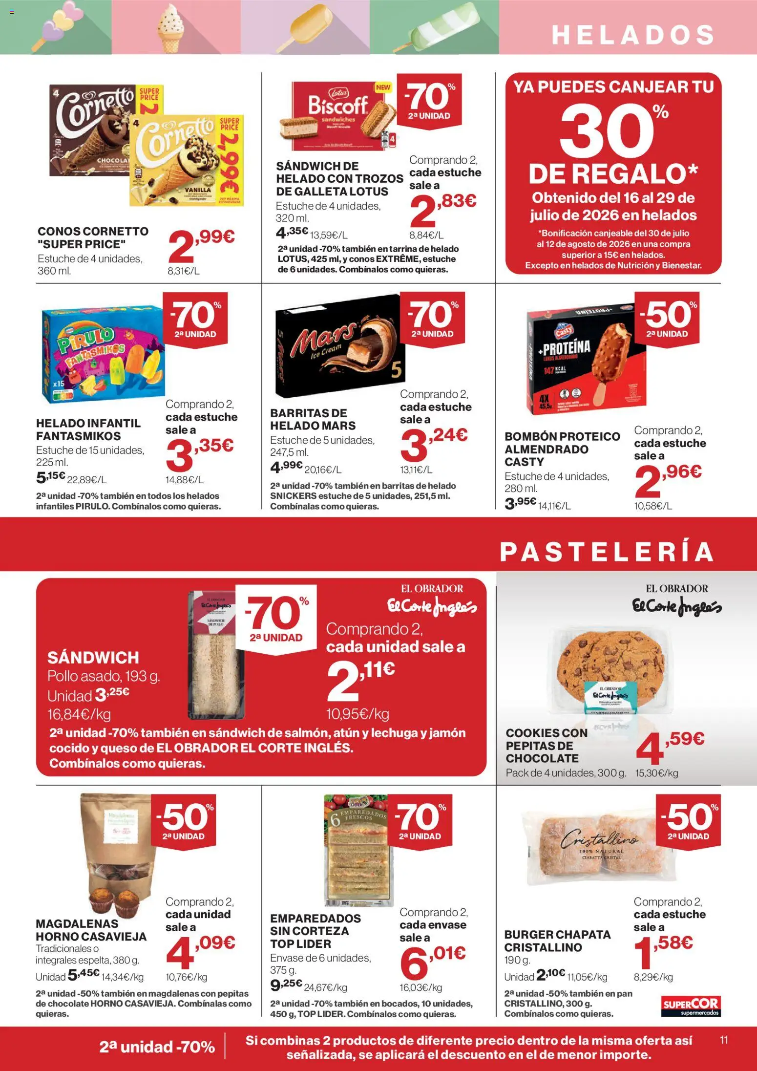 Supercor folleto │ válido desde el 30/07/2026 | Página: 11 | Productos: Queso, Pan, Jamón, Magdalenas