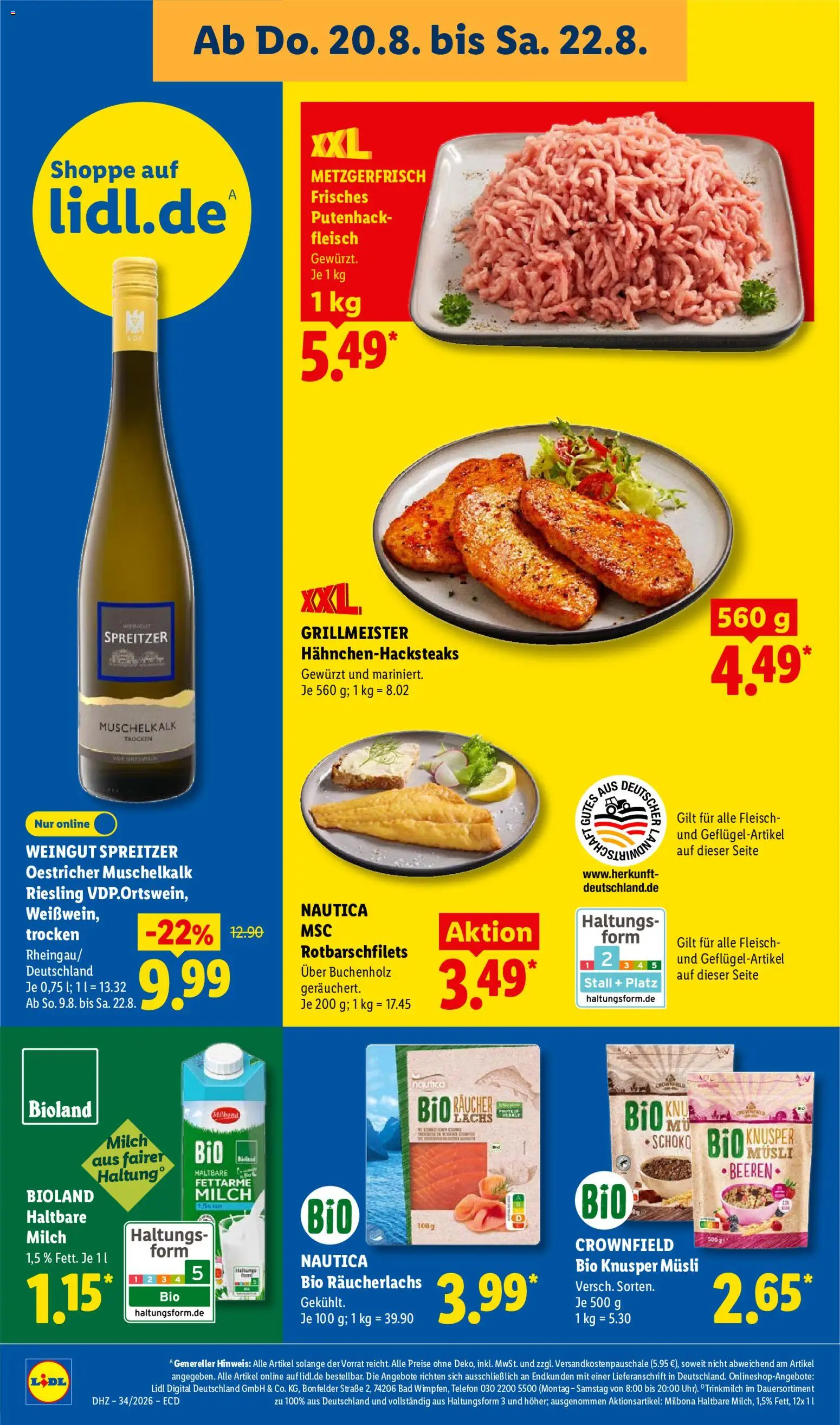 Lidl Německo leták od 17.08.2026 | Strana: 54 | Produkty: Telefon, Milbona, Riesling, Müsli