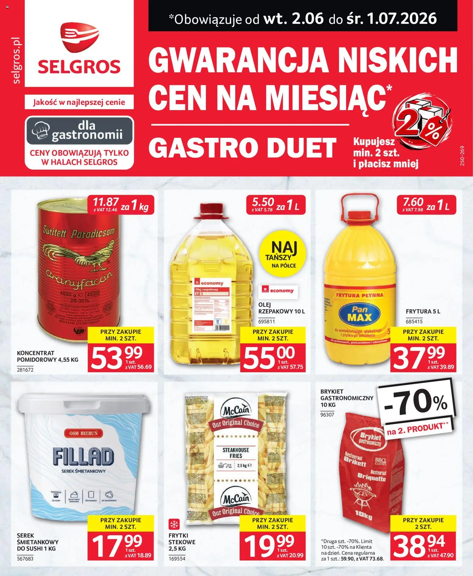 Selgros cash&carry gazetka - Gastro Duet od 02.06.2026 | Strona: 1 | Produkty: Olej rzepakowy, Serek, Sushi, Olej