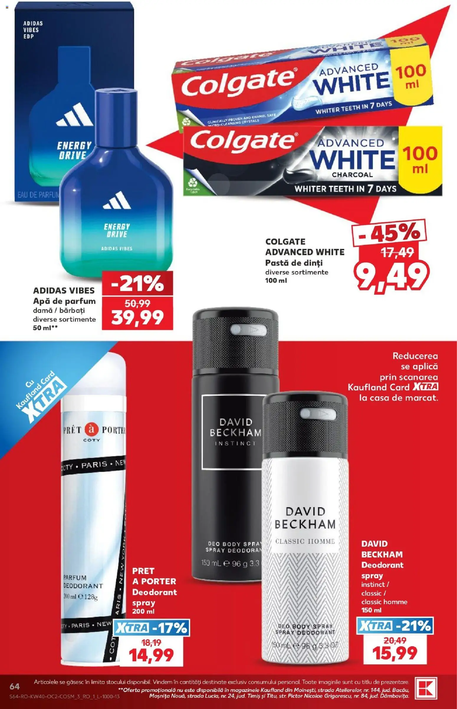Kaufland RO akciós ujság - amely érvényes a következő dátumtól: 2026.09.30. | Oldal: 64 | Termékek: Colgate, Body, Adidas, Parfüm