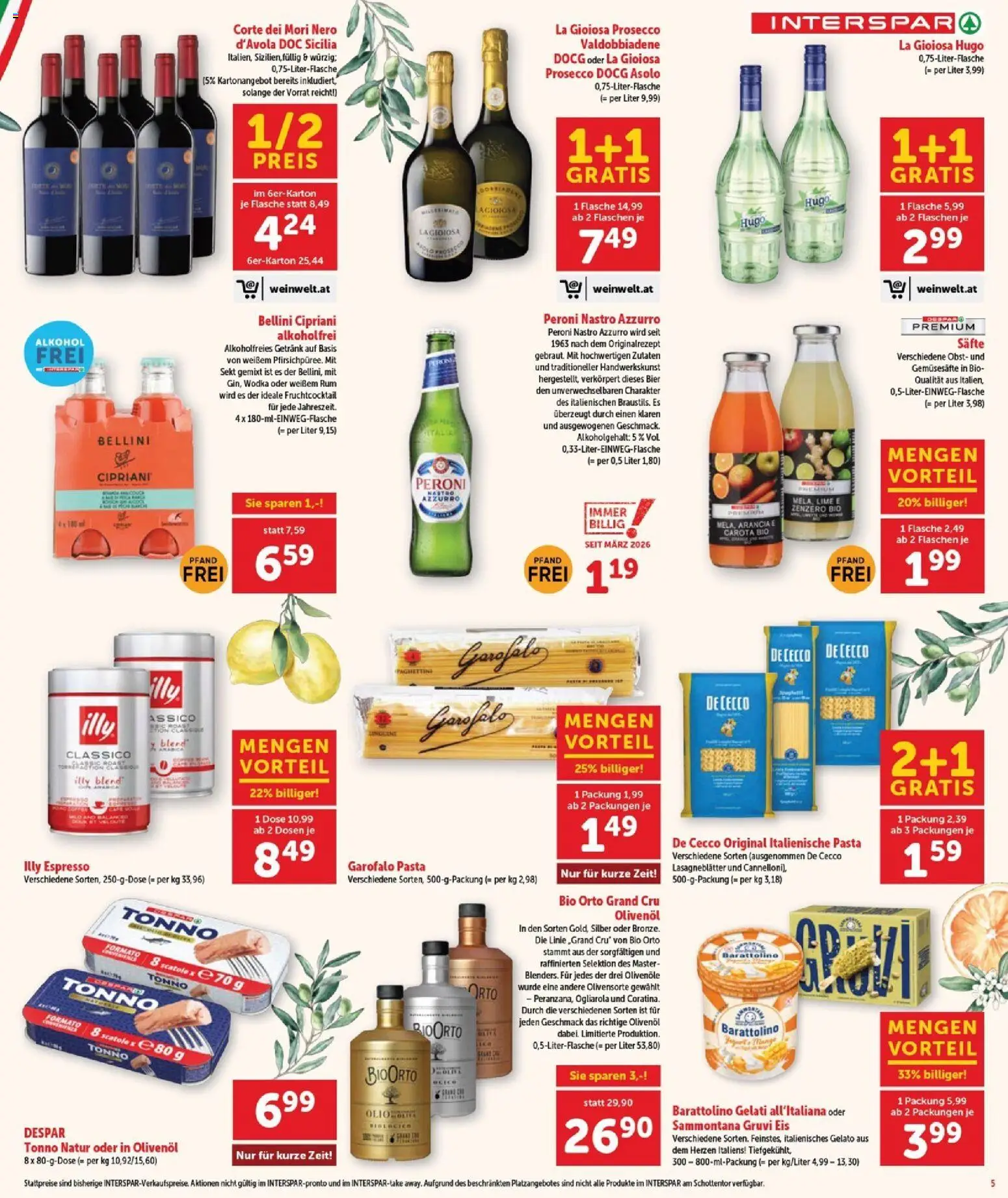Interspar Flugblatt - Burgenland Sued gültig ab 23.04.2026 | Seite: 5 | Produkte: Pasta, Wodka, Eis, Obst