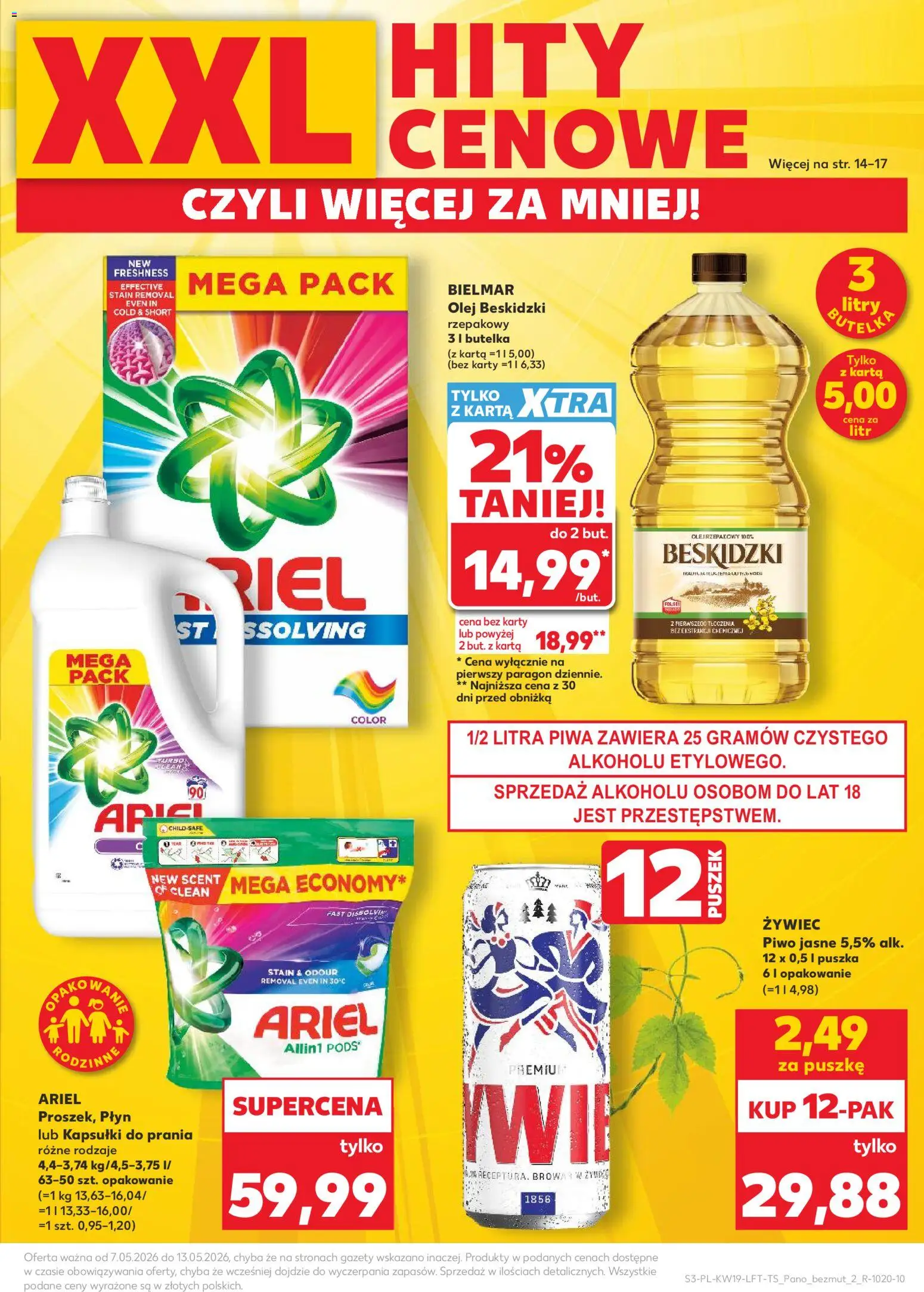 Kaufland Polsko leták od 07.05.2026 | Strana: 3 | Produkty: Olej, Ariel, Karty