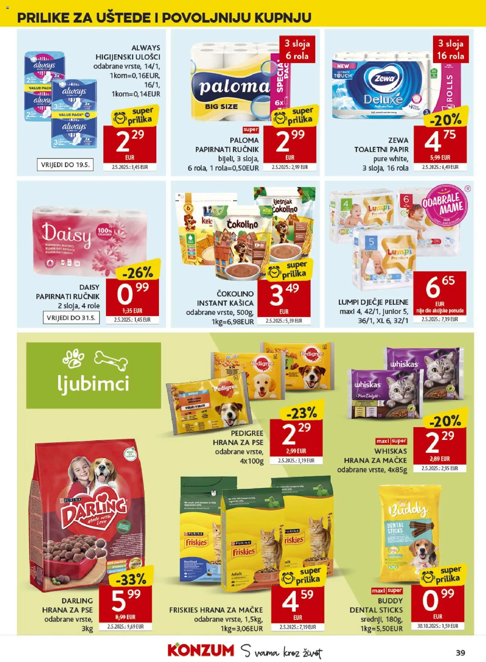 Konzum HR akciós ujság - amely érvényes a következő dátumtól: 06.05.2026 | Oldal: 39 | Termékek: Whiskas, Dió