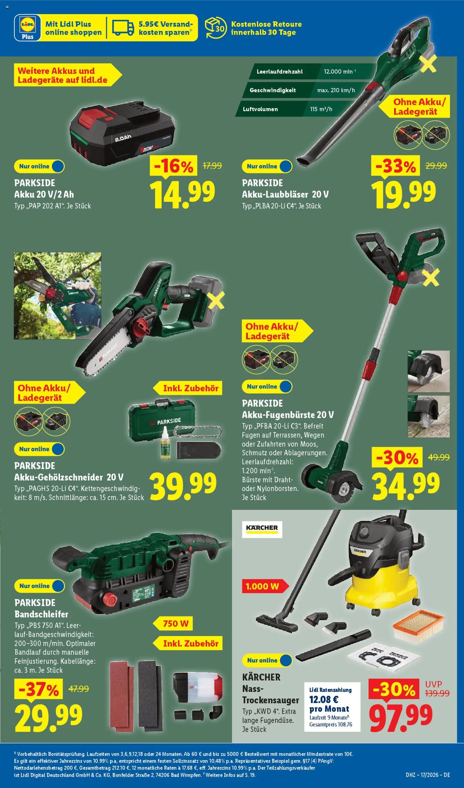 Lidl Německo leták od 20.04.2026 | Strana: 7 | Produkty: Parkside, Kärcher