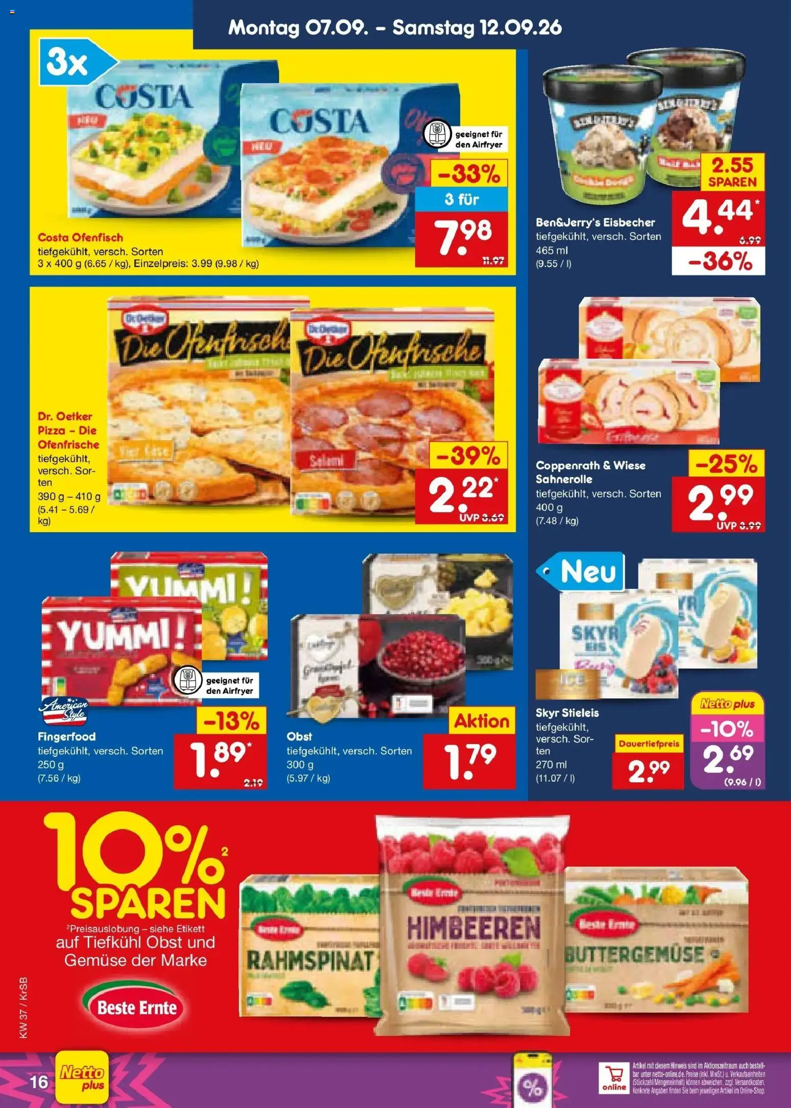 Netto Marken-Discount Prospekt Baesweiler – gültig ab 07.09.2026 | Seite: 24 | Produkte: Skyr, Gemüse, Obst, Pizza