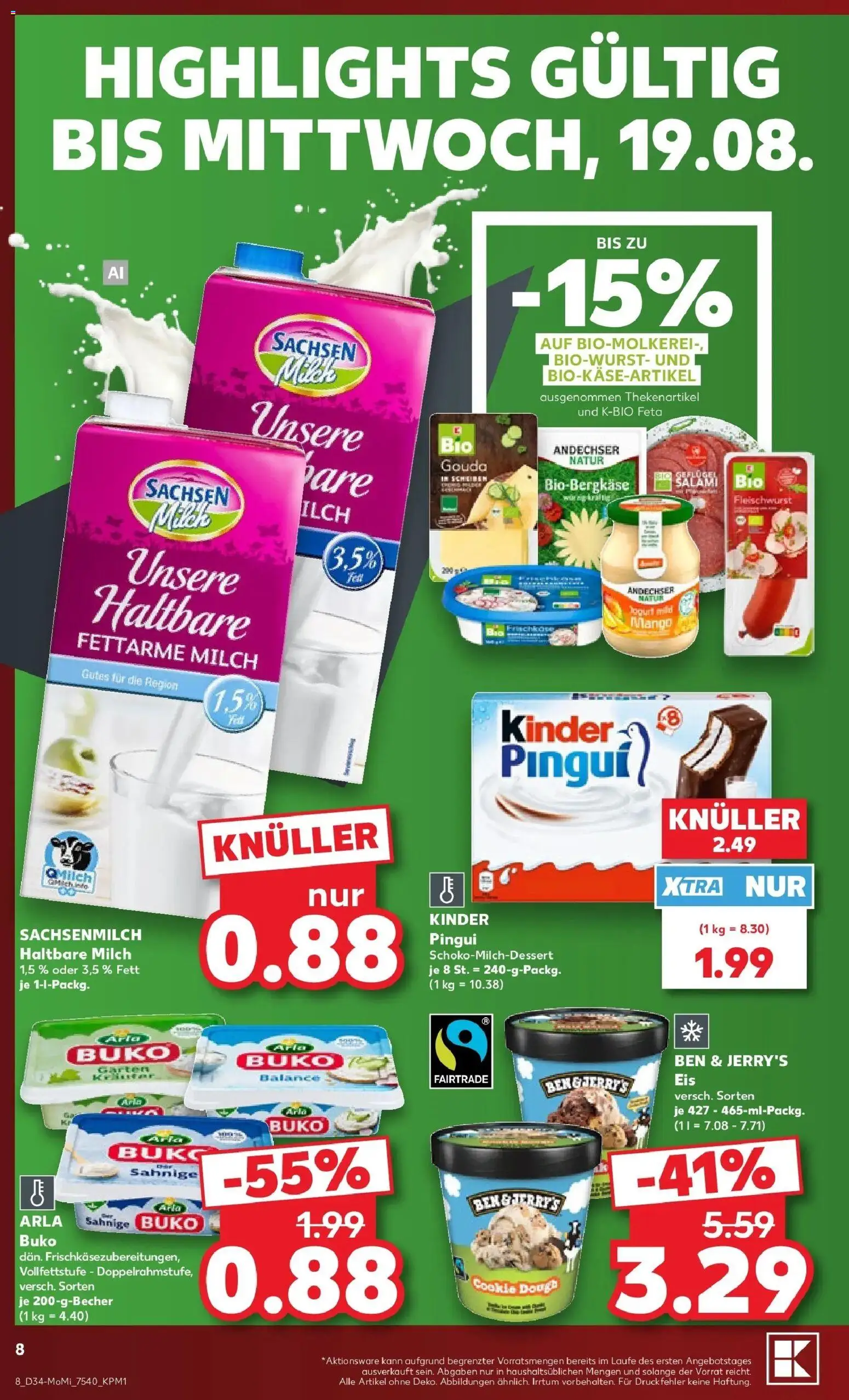 Prospekt Kaufland ab 17.08.2026 » Angebote Online zum Blättern | Seite: 8 | Produkte: Feta, Milch, Haltbare milch, Salami
