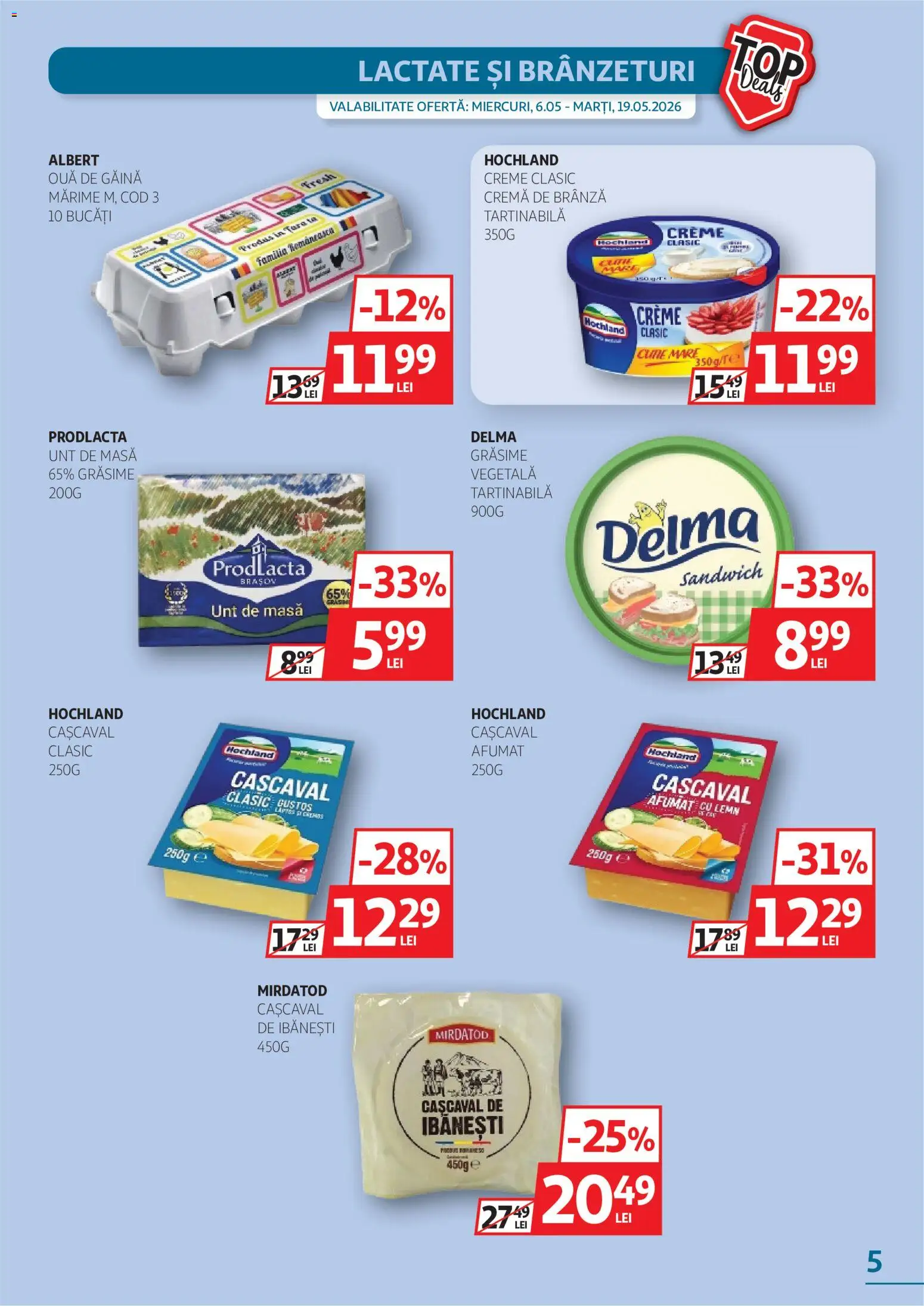Noul catalog Auchan – valabil de la 06.05.2026 | Pagină: 5 | Produse: Masă, Cașcaval, Brânză, Cremă