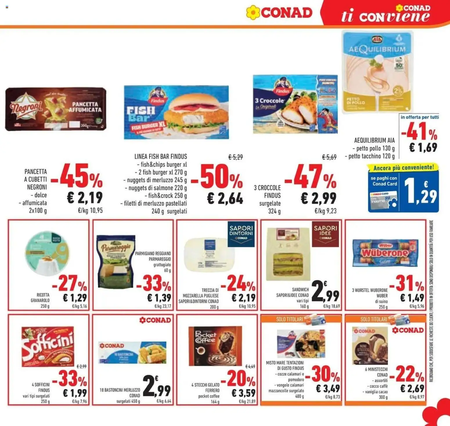 Volantino Conad del 03/06/2026 | Pagina: 23 | Prodotti: Salmone, Merluzzo, Mozzarella, Cacao
