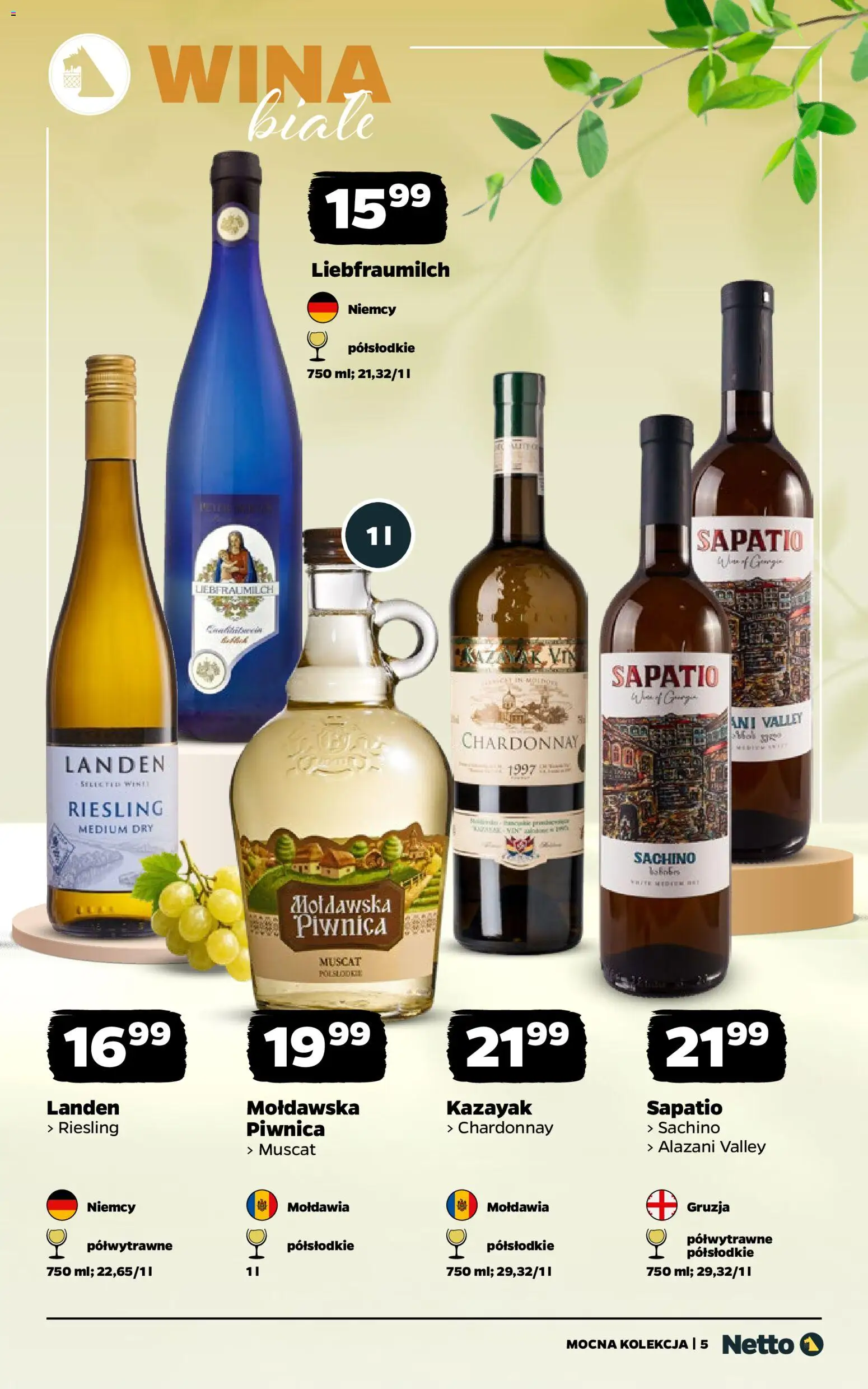 Netto gazetka - Wina od 11.05.2026 | Strona: 5 | Produkty: Riesling, Alazani Valley, Chardonnay