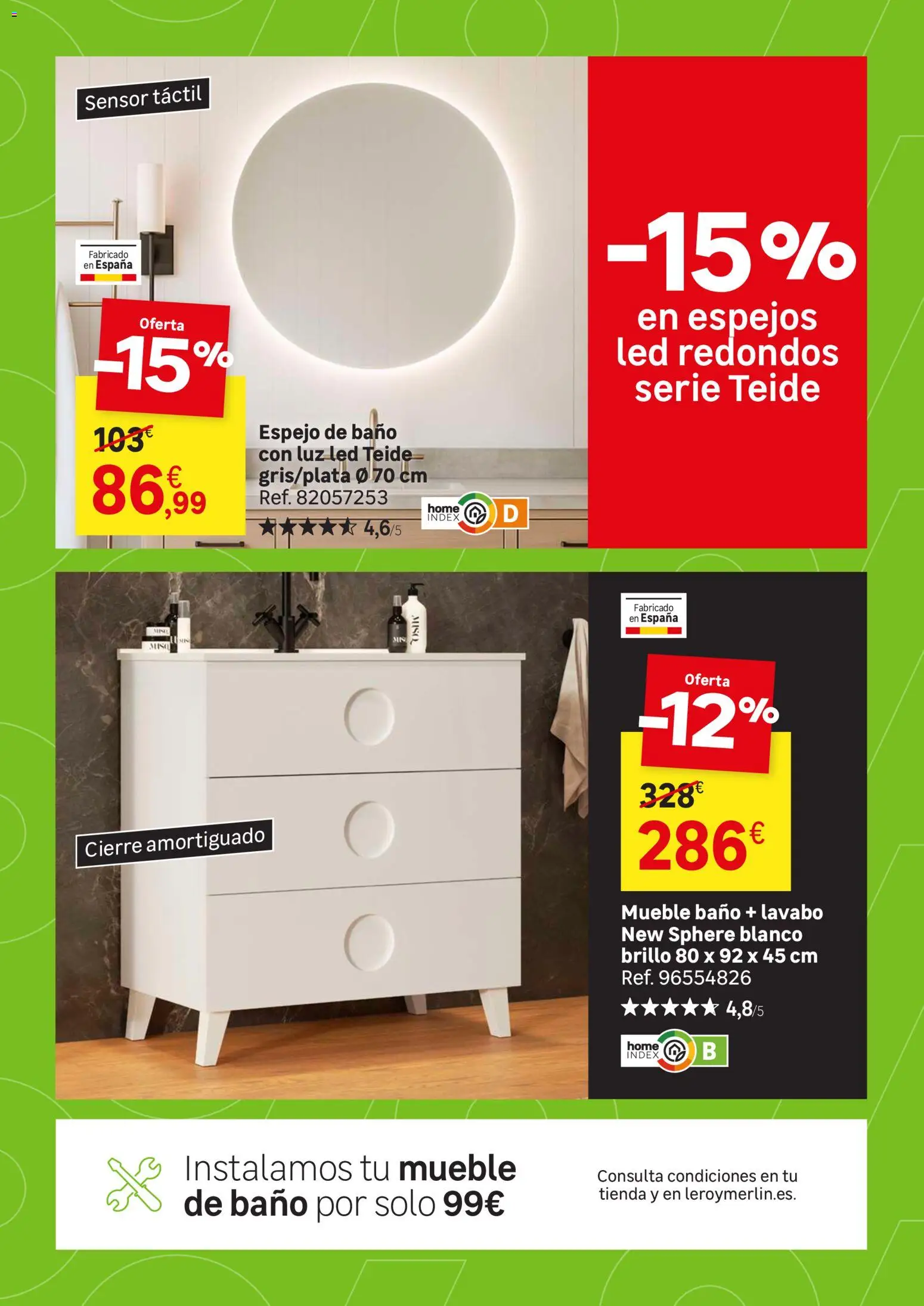 Leroy Merlin Black Friday │ válido desde el 20/10/2026 | Página: 18 | Productos: Luz LED, Lavabo, Baño, Espejo