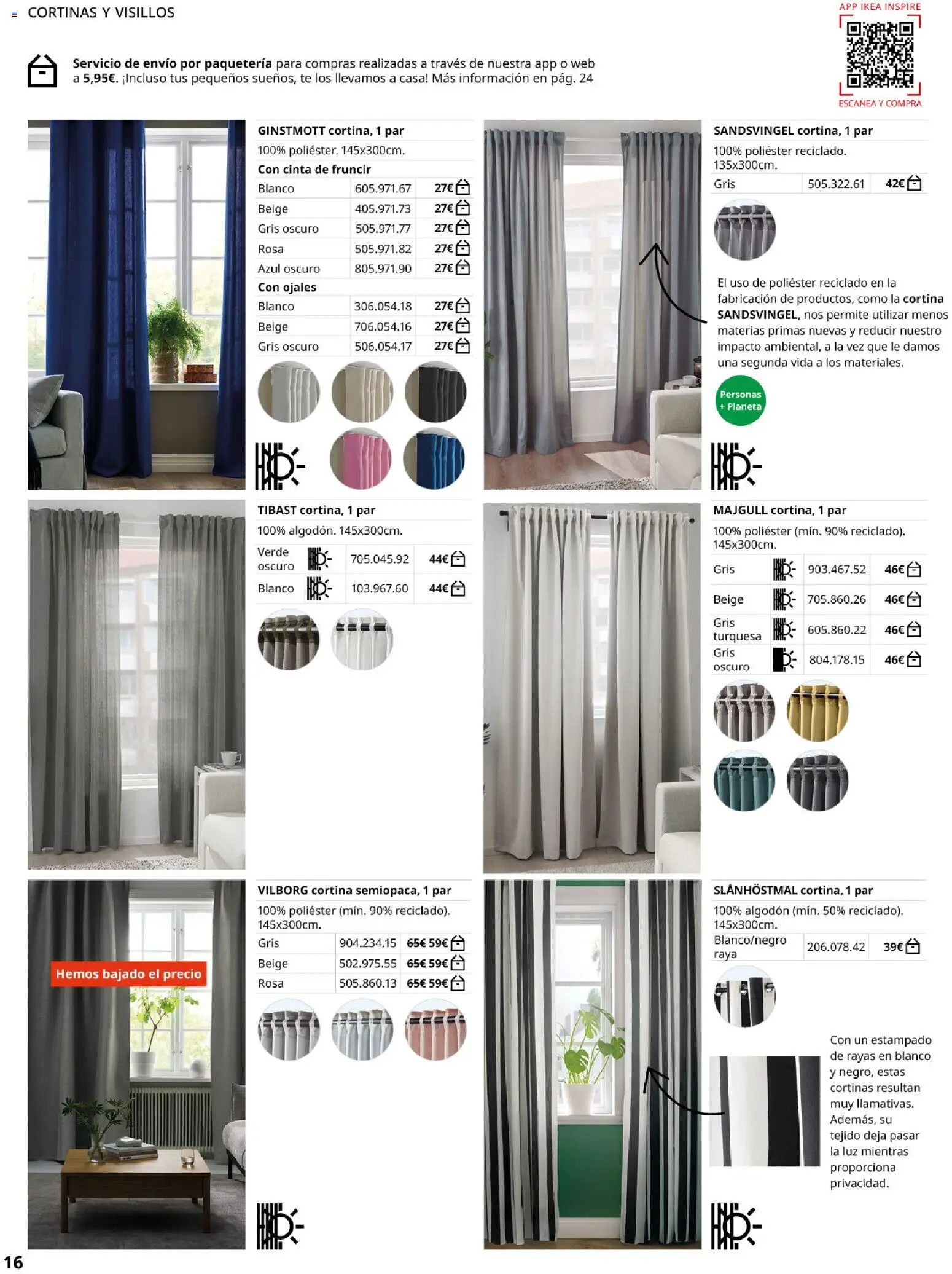 Catálogo IKEA Cortinas │ válido desde el 01/02/2026 | Página: 16 | Productos: Cortina, Té, Algodón