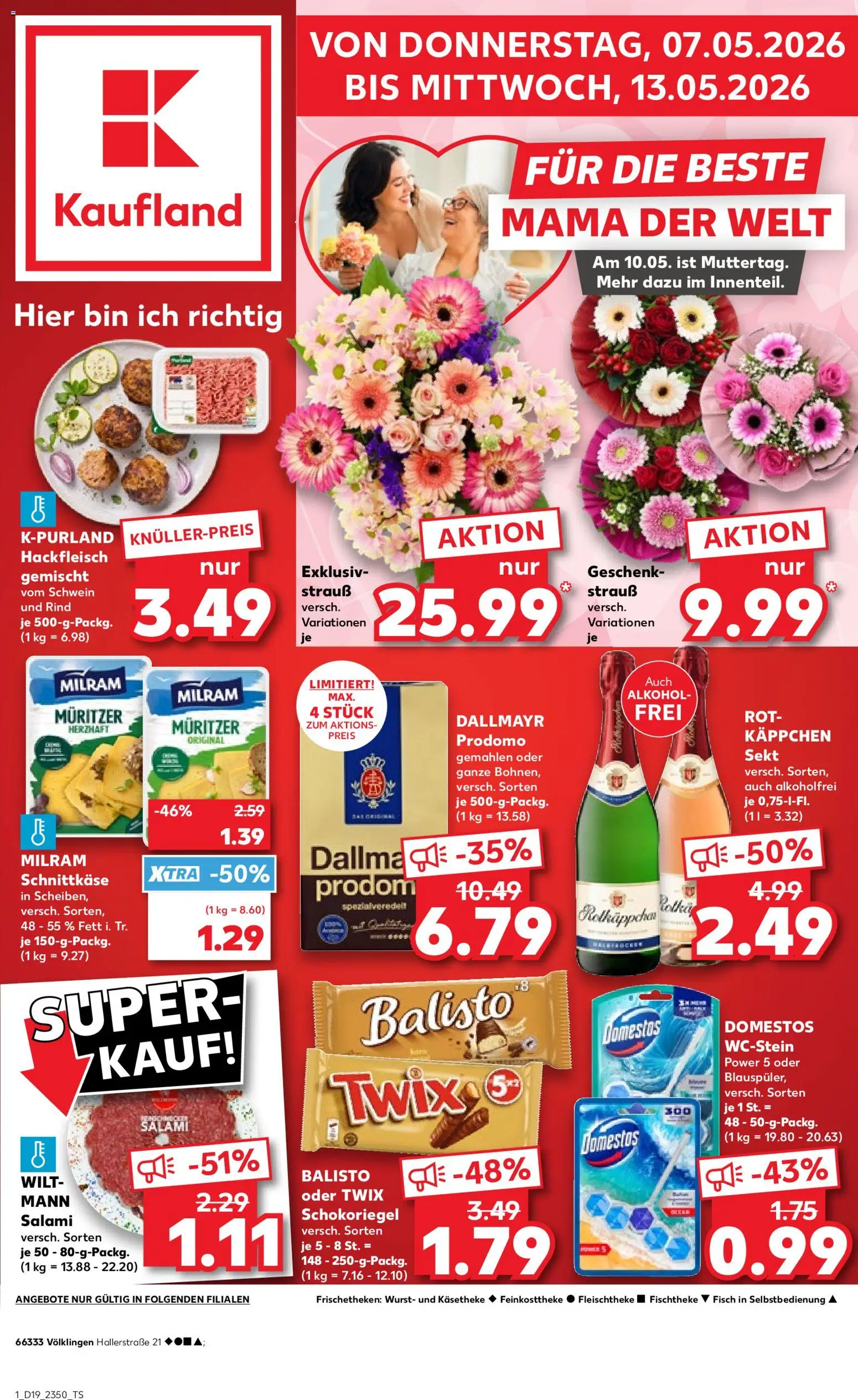 Kaufland Prospekt Völklingen	 – gültig ab 07.05.2026 | Seite: 1 | Produkte: Fisch, Dallmayr, Milram, Salami