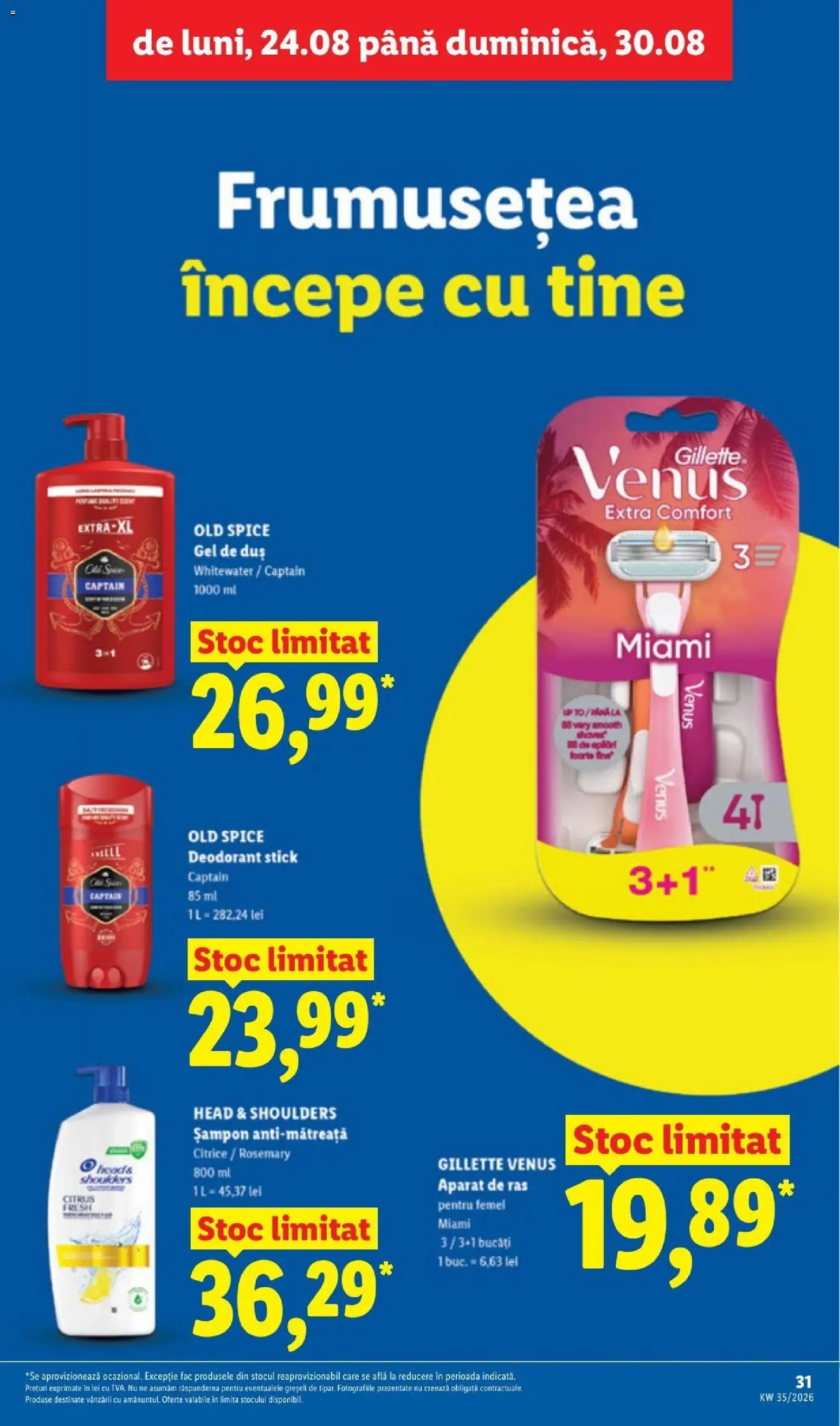 Noul catalog Lidl – valabil de la 24.08.2026 | Pagină: 31 | Produse: Old Spice, Aparat, Șampon, Gel de duș
