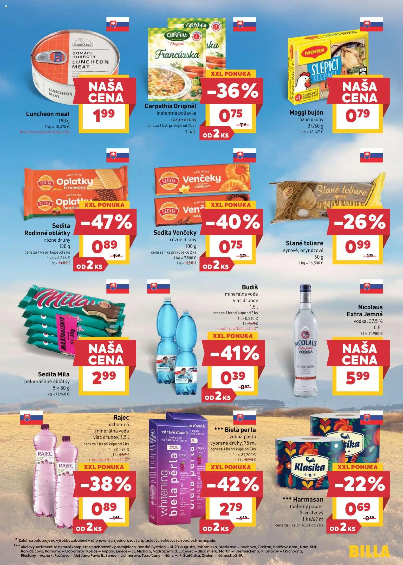 Nové Billa akcie – leták je platný od 17.06.2026 | Strana: 13 | Produkty: Rajec, Budiš, Bravčové mäso, Minerálna voda