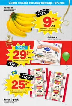 Pekås erbjudanden - Förhandsvisning av reklamblad från butik Pekås aktuell från 08.06.2026 | Sida: 5 | Produkter: Bacon, Galler, Grillkorv, Bananer