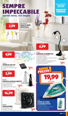 Anteprima del volantino LAMPADA A MORSETTO, consumo energetico: 3,5 W • intensità max: 300 Im • temperatura regolabile: tra 3000 Ke 6500 K • autonomia: 25000 ore • utilizzo tramite cavo di collegamento USB • diametro della testa lampada: 3 cm • 3 colorazioni disponibili valido a partire dal 04.05.2026 | Pagina: 23