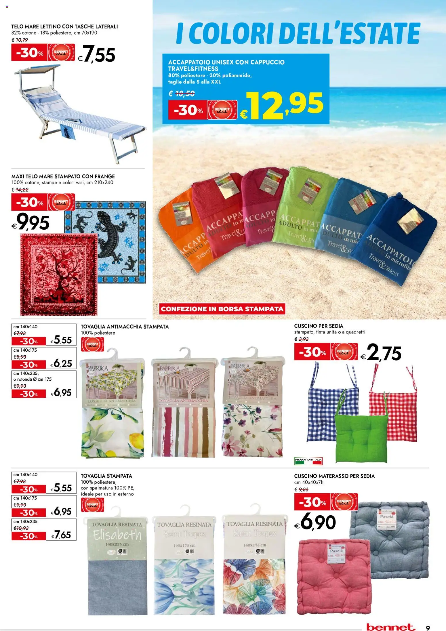 Volantino bennet del 04.06.2026 | Pagina: 9 | Prodotti: Cappuccio, Borsa, Cuscino, Sedia
