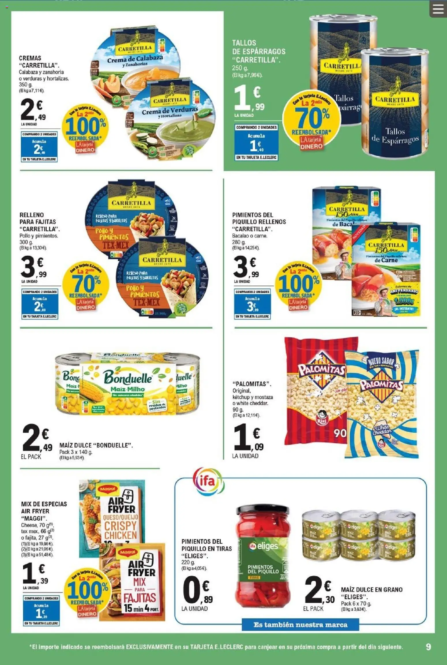 E.Leclerc folleto │ válido desde el 20.05.2026 | Página: 9 | Productos: Πράσινο τσάι, Νερό καρύδας, Zanahoria, Crema