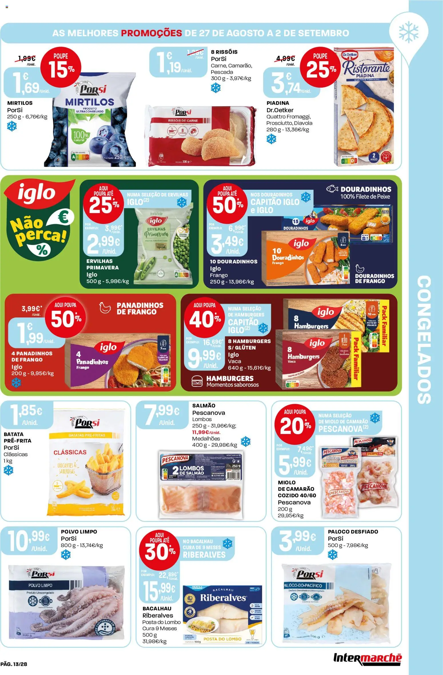 Intermarché Folheto Contact │ válido de 27/08/2026 | Página: 13 | Produtos: Bacalhau, Polvo, Salmão, Carne