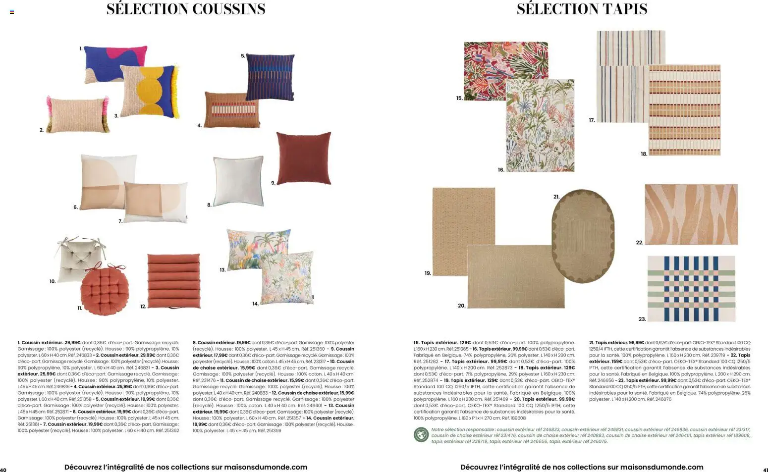 {H1} | Page: 21 | Produits: Coussin de chaise, Chaise, Tapis, Tapis extérieur