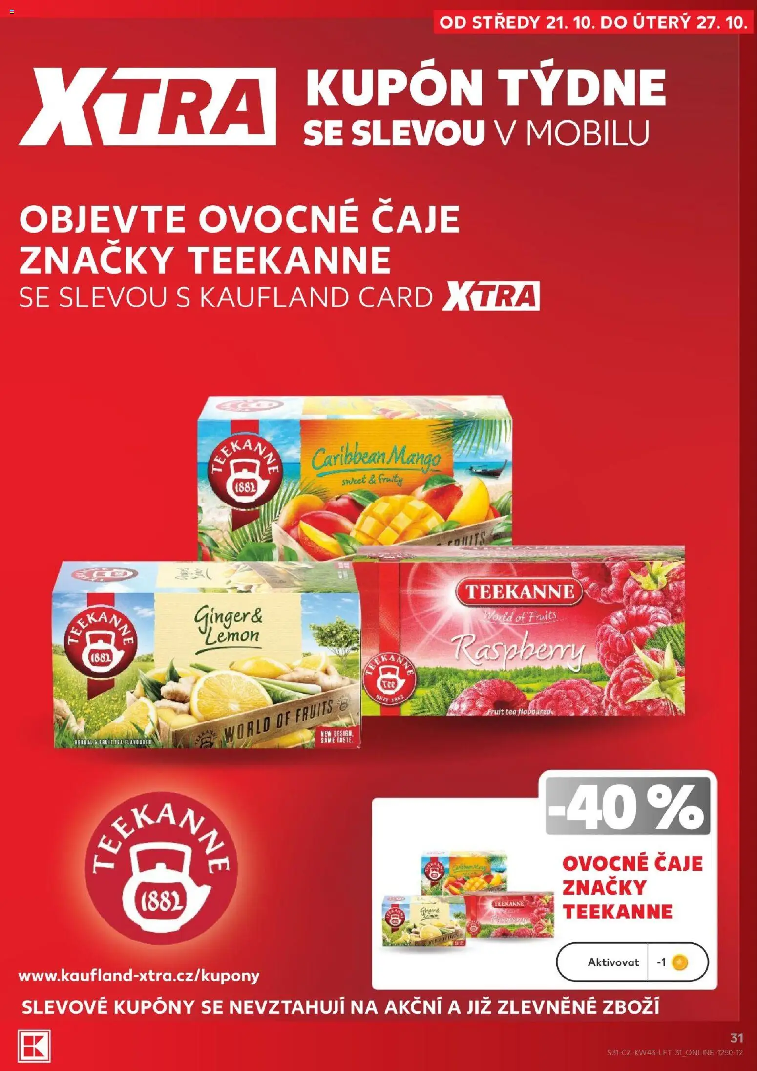 Kaufland leták od 21.10.2026 | Strana: 31 | Produkty: Mango, Teekanne, Čaje