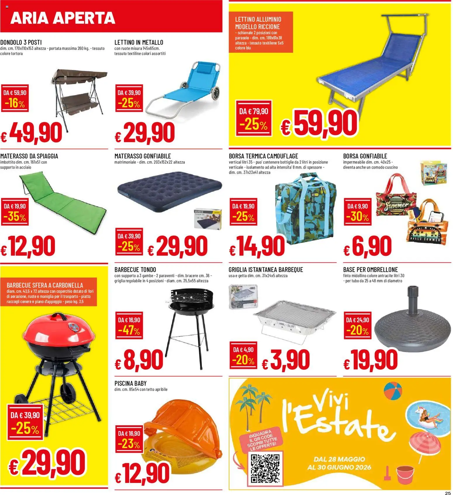 Volantino Galassia del 11/06/2026 | Pagina: 25 | Prodotti: Lettino, Piatto, Alluminio, Materasso