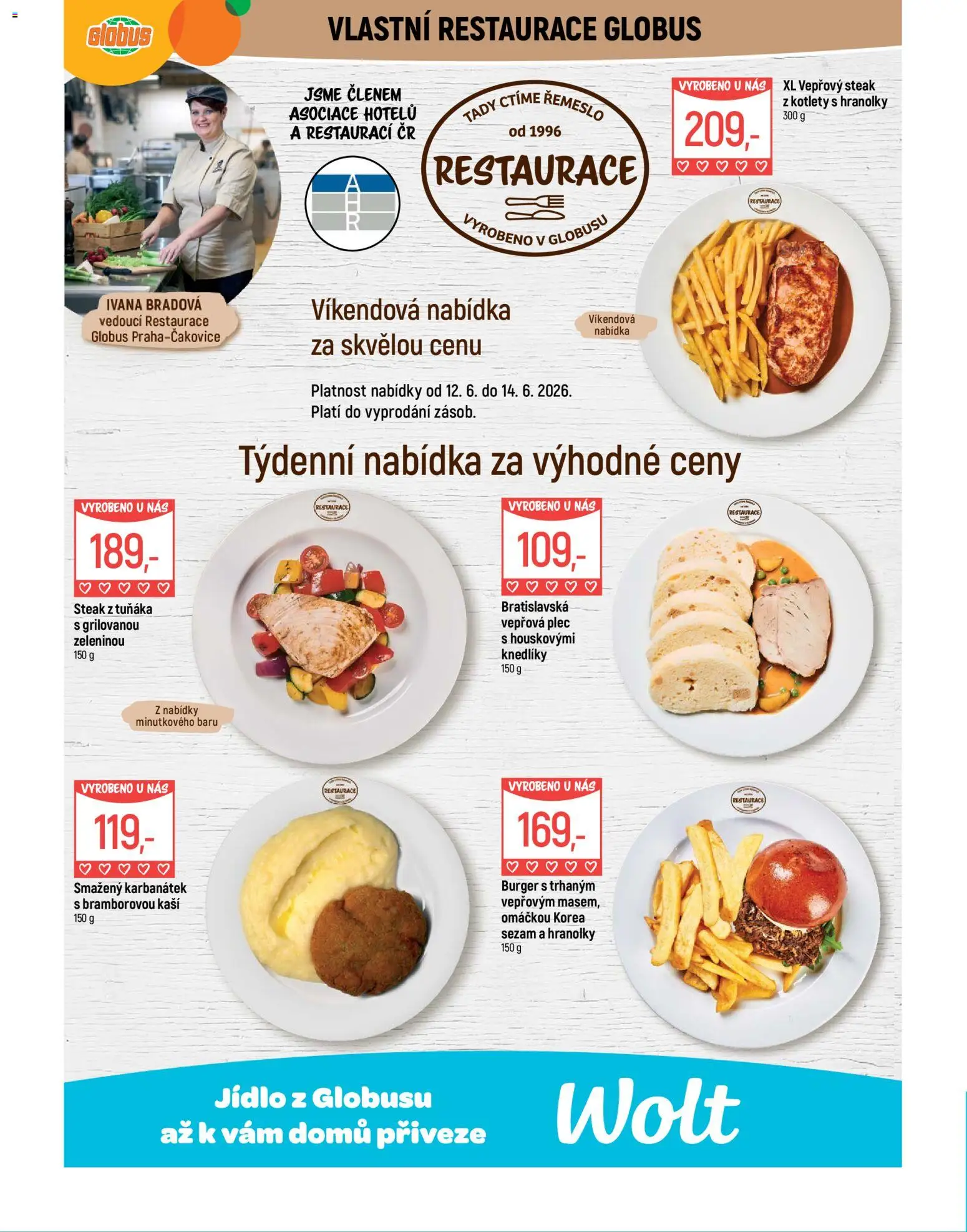 Globus leták od 10.06.2026 | Strana: 5 | Produkty: Burger, Hranolky, Steak, Vepřová plec